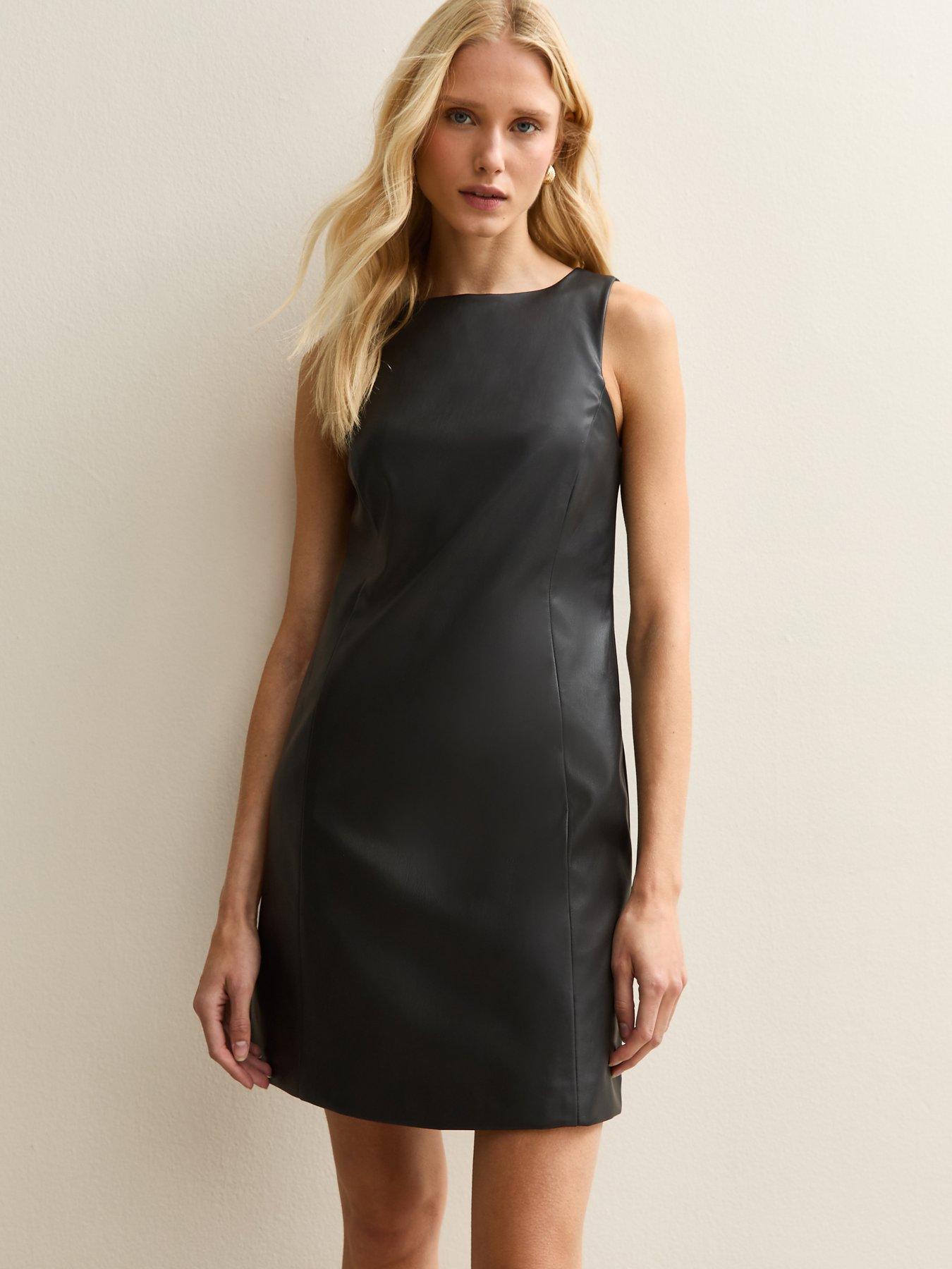 New Look Black Faux Leather Sleeveless Mini Dress
