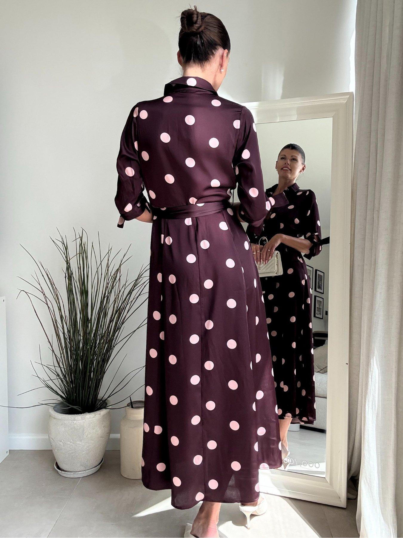  image of style-cheat-polka-dot-shirt-dress-dark-redpink