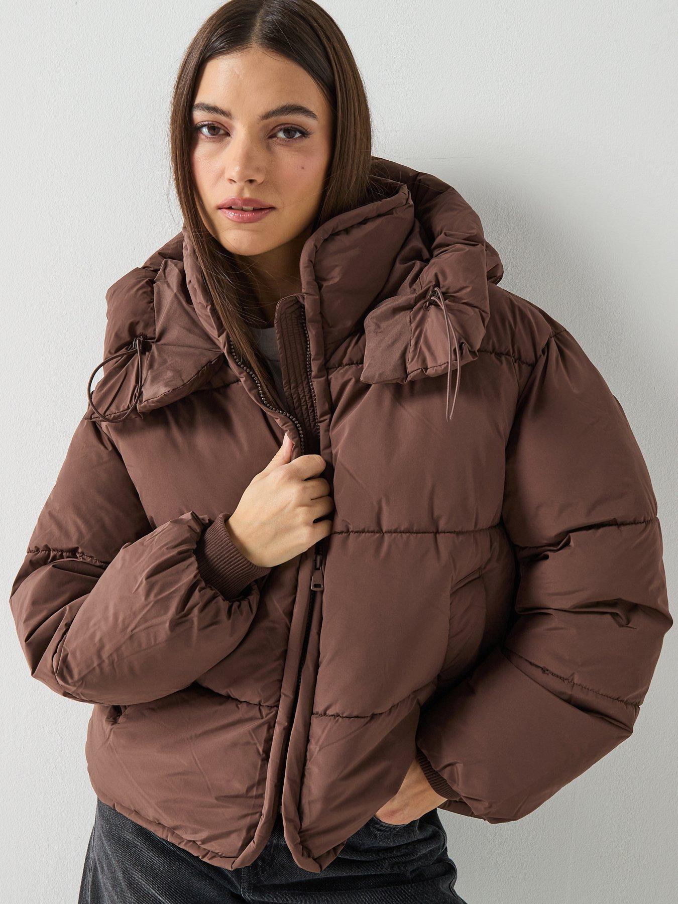 front image of only-cornelia-padded-jacket-brown