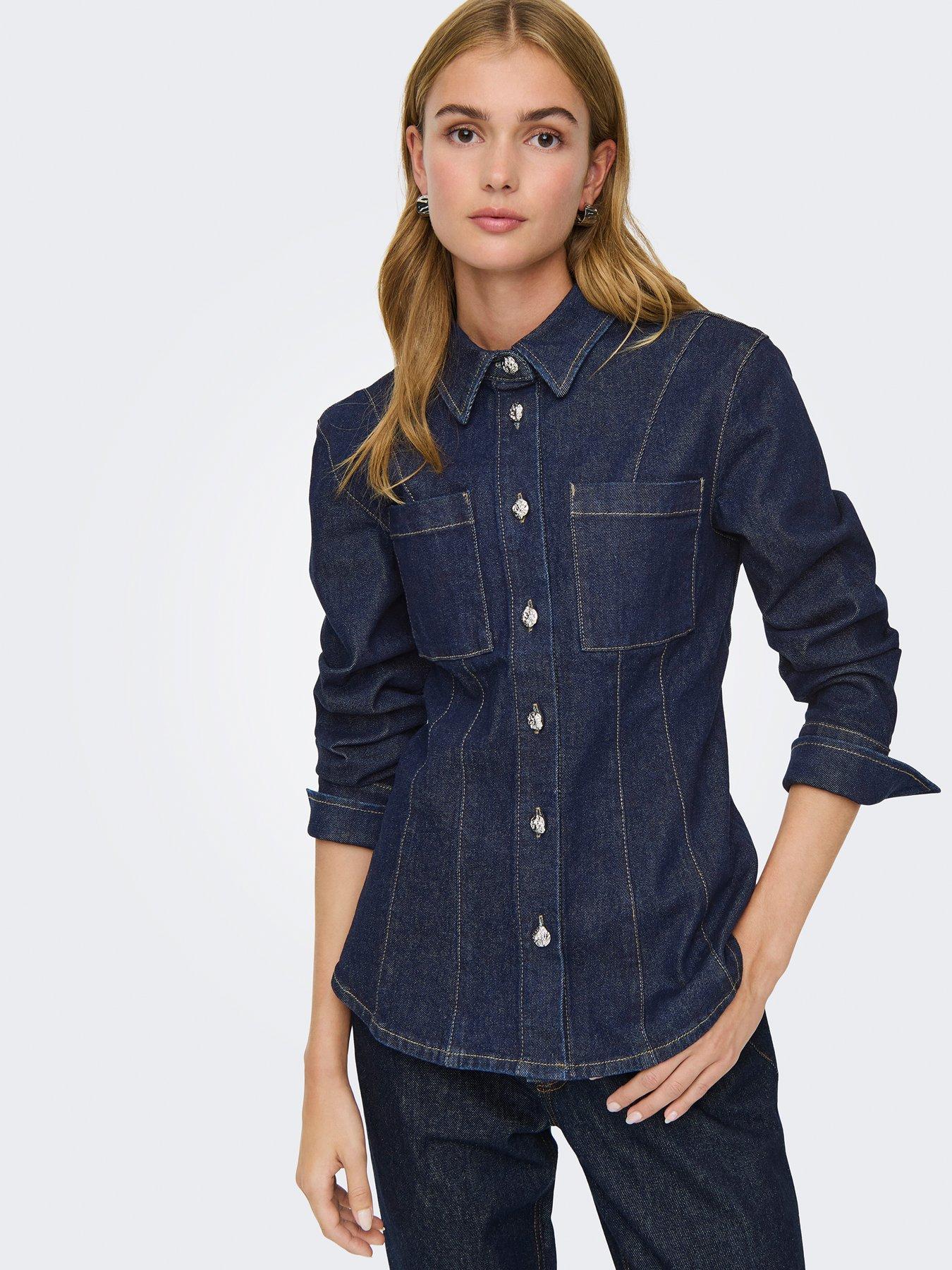 only-rosie-long-sleeve-fitted-denim-jacket-with-metal-button-detailing-blue-denim