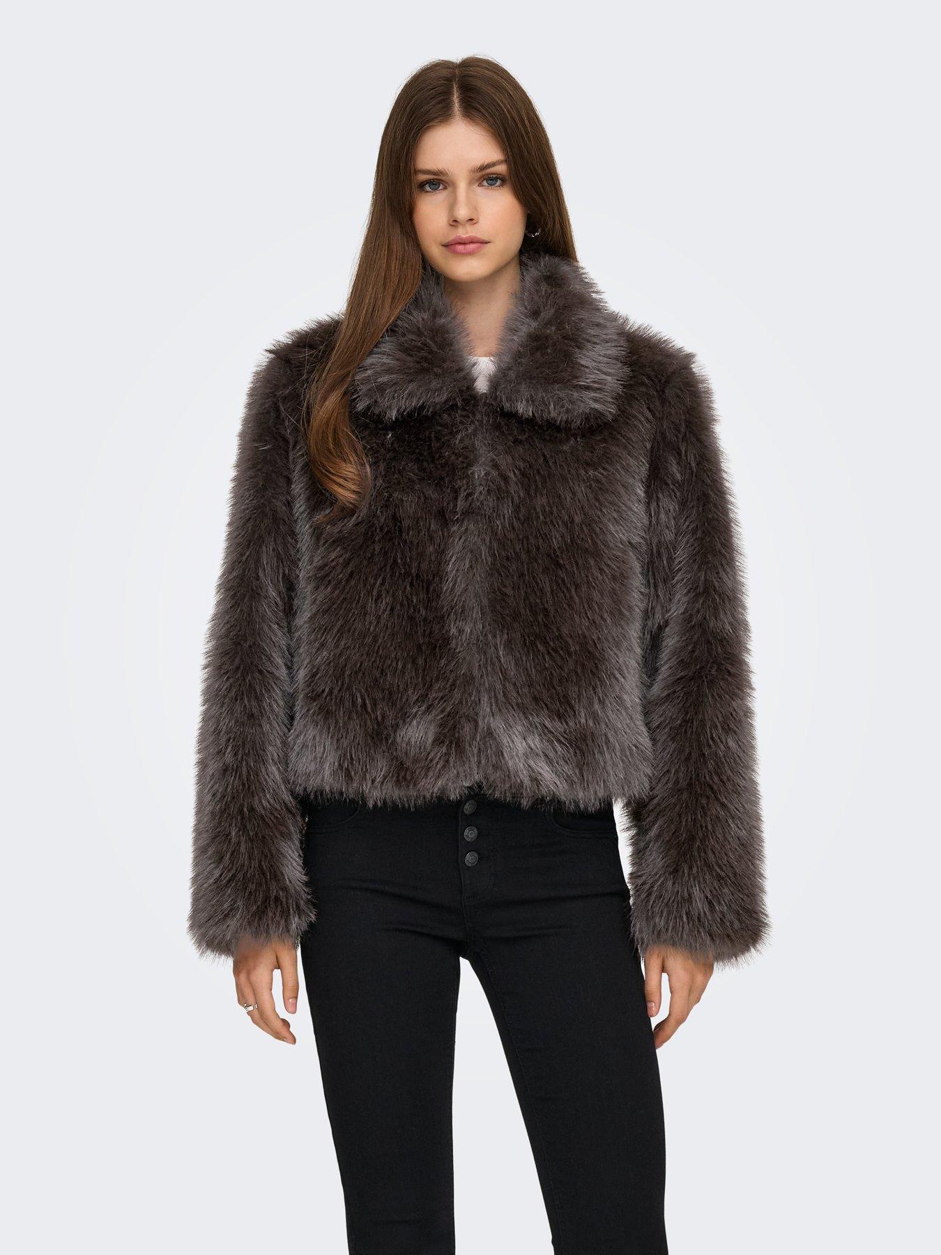  image of only-faux-fur-jacket-brown