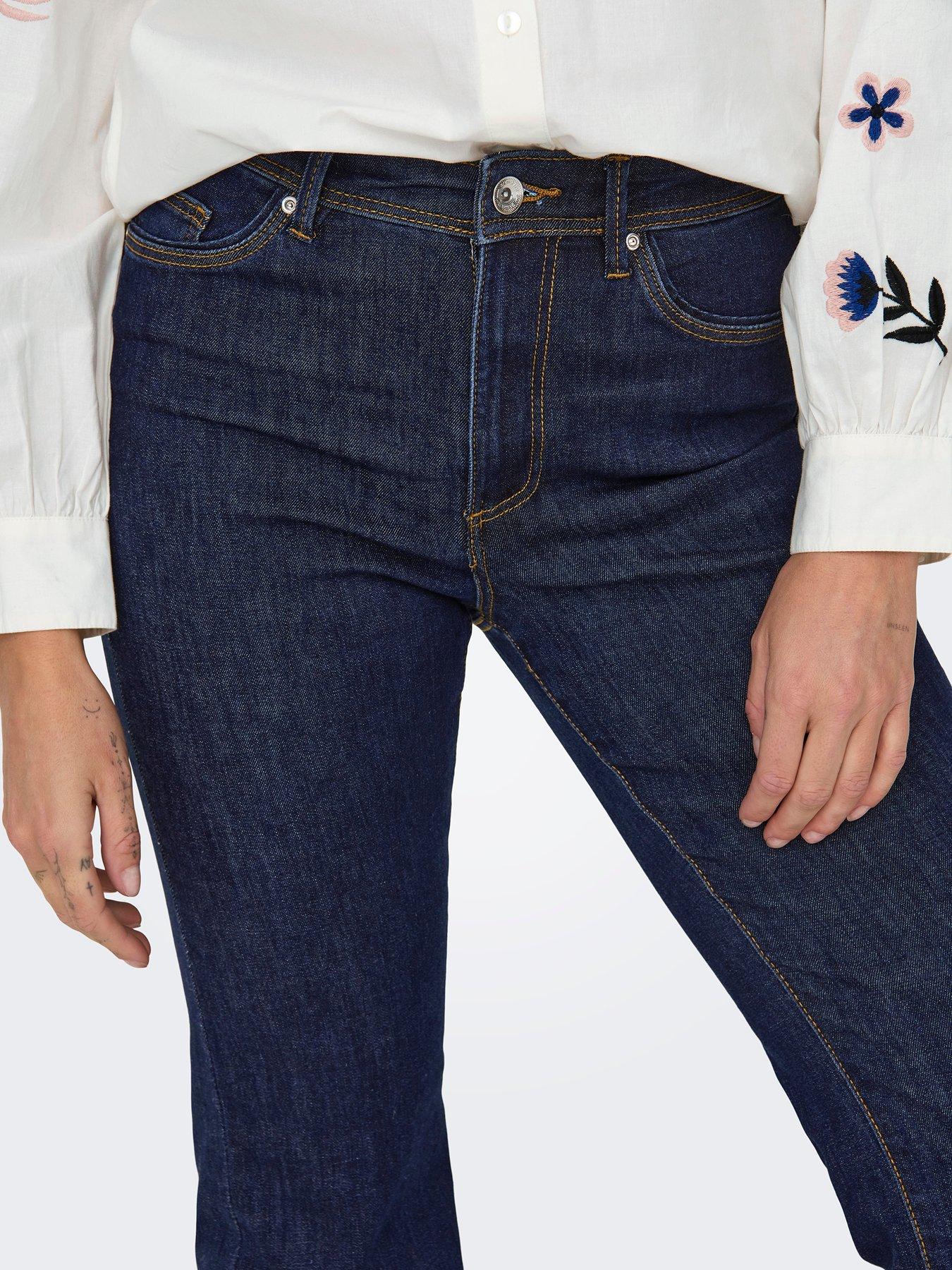  image of only-high-waist-flared-denim-jeans-blue