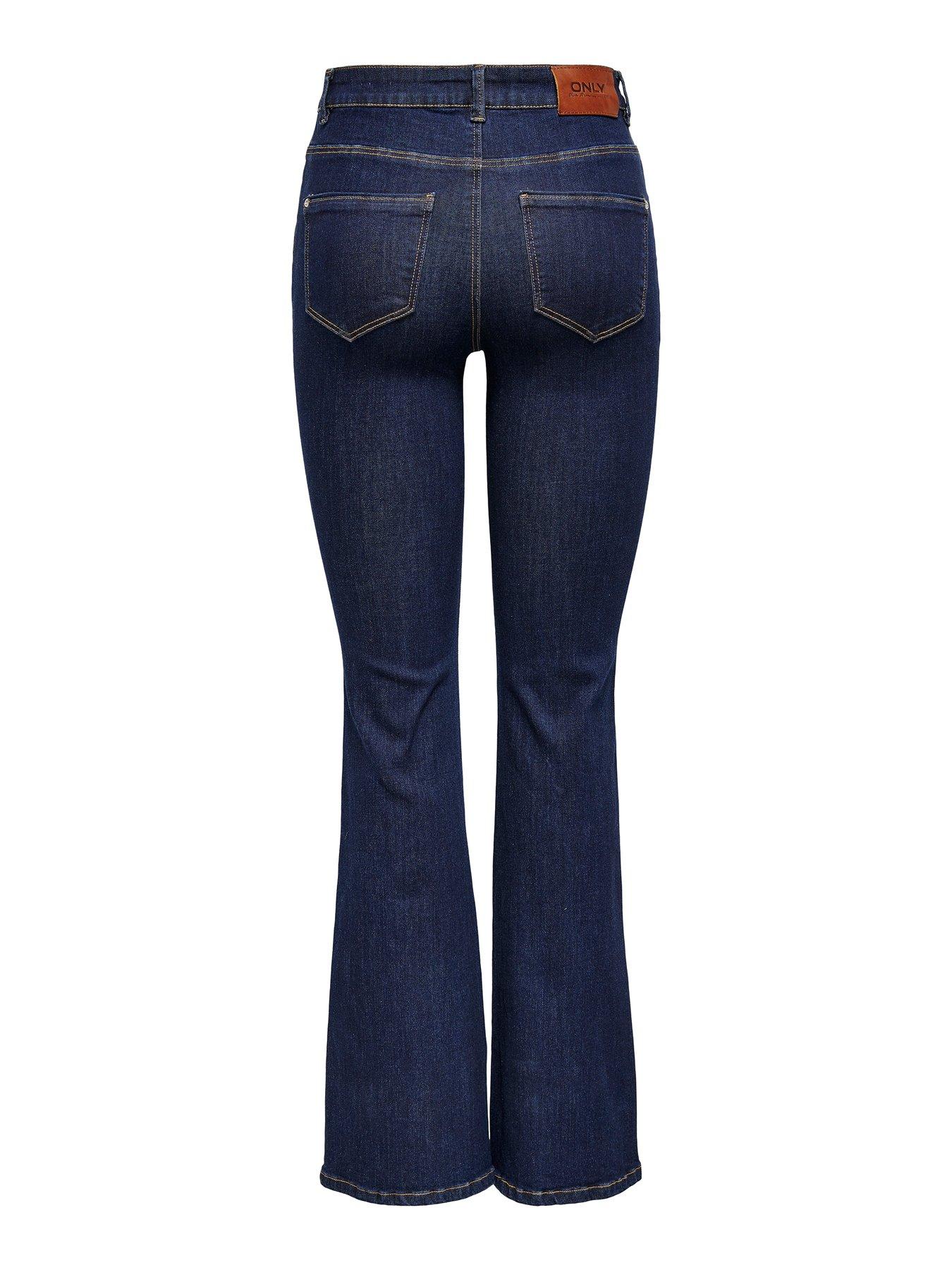  image of only-high-waist-flared-denim-jeans-blue