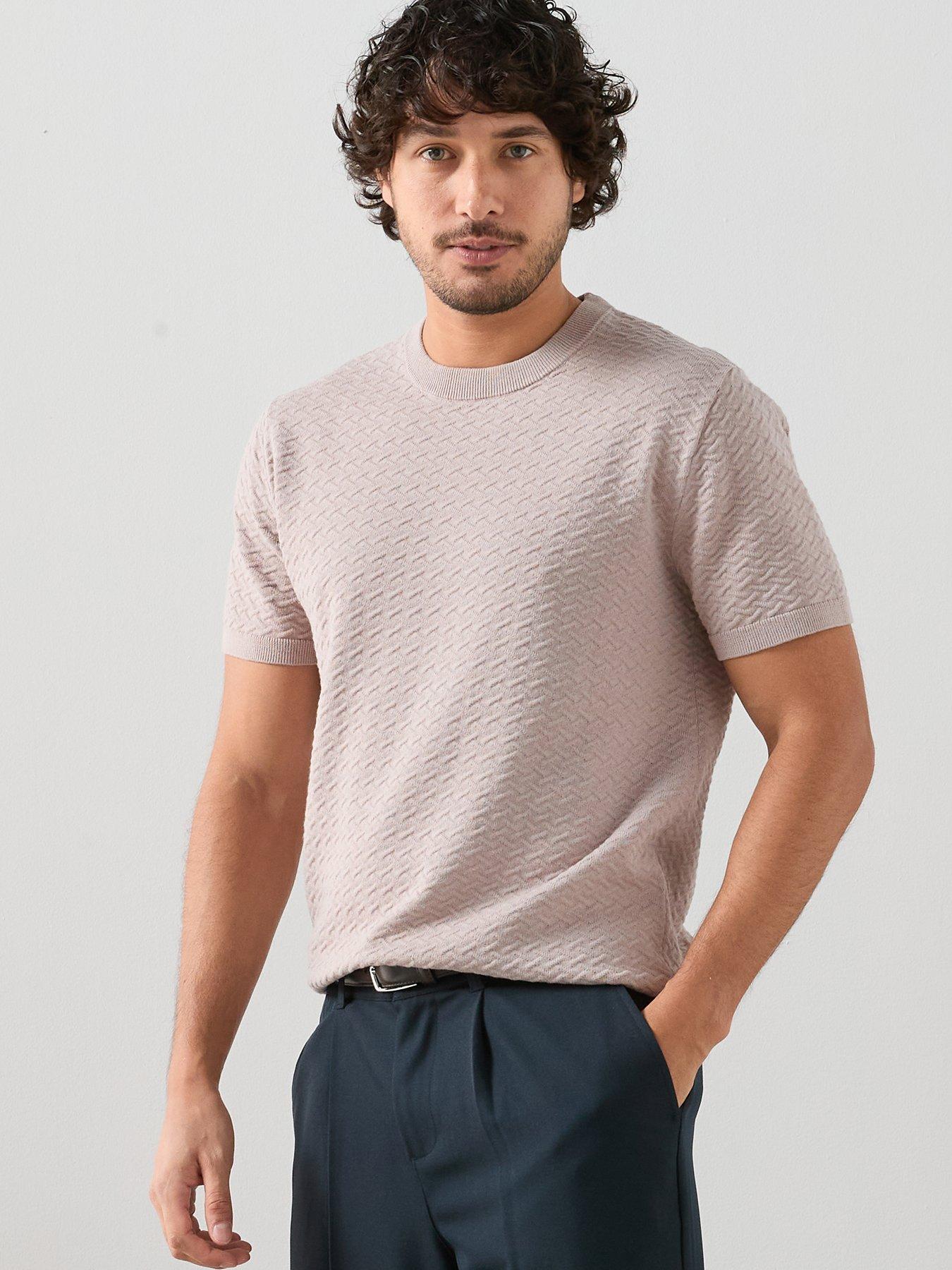 the-very-collection-pure-cotton-jacquard-textured-knitted-t-shirt-mushroom