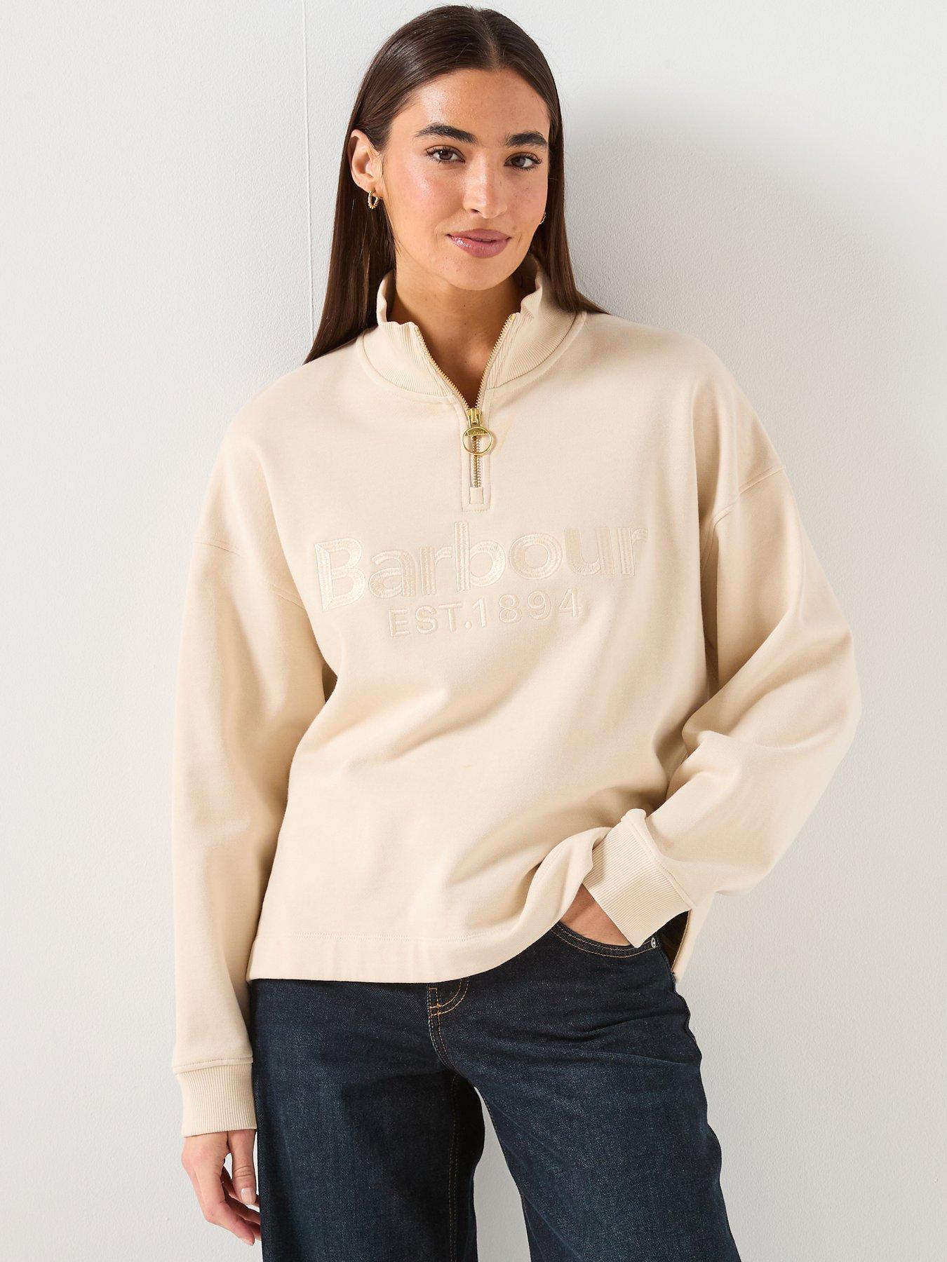  image of barbour-sara-half-zip-sweatshirt-white