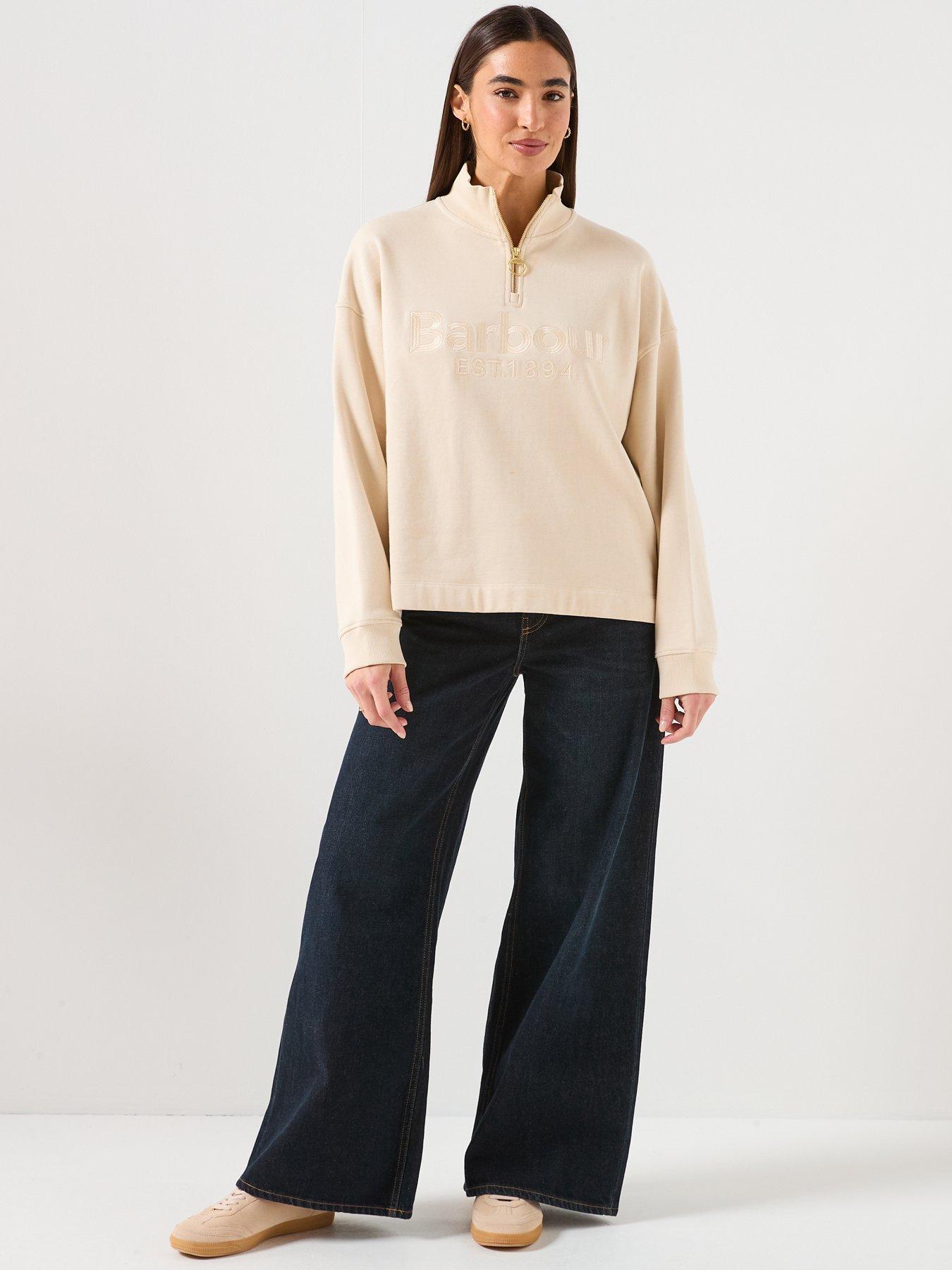  image of barbour-sara-half-zip-sweatshirt-white