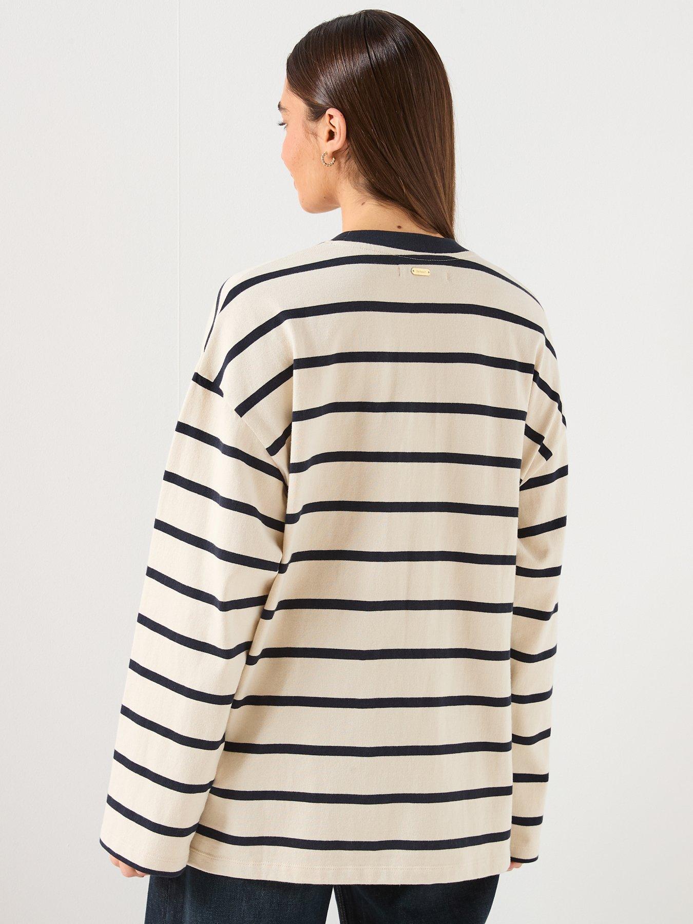 stillFront image of barbour-maeve-long-sleeve-striped-top-ecrunavy