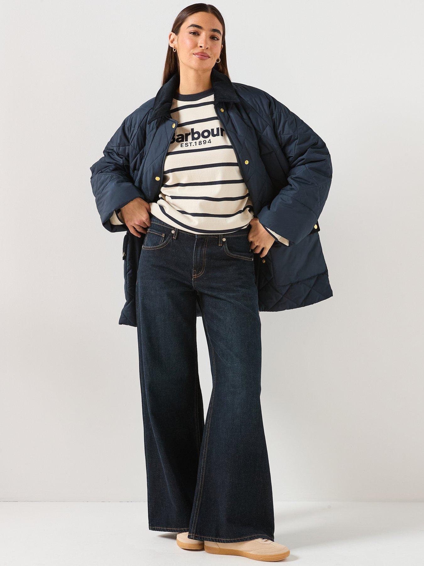  image of barbour-maeve-long-sleeve-striped-top-ecrunavy