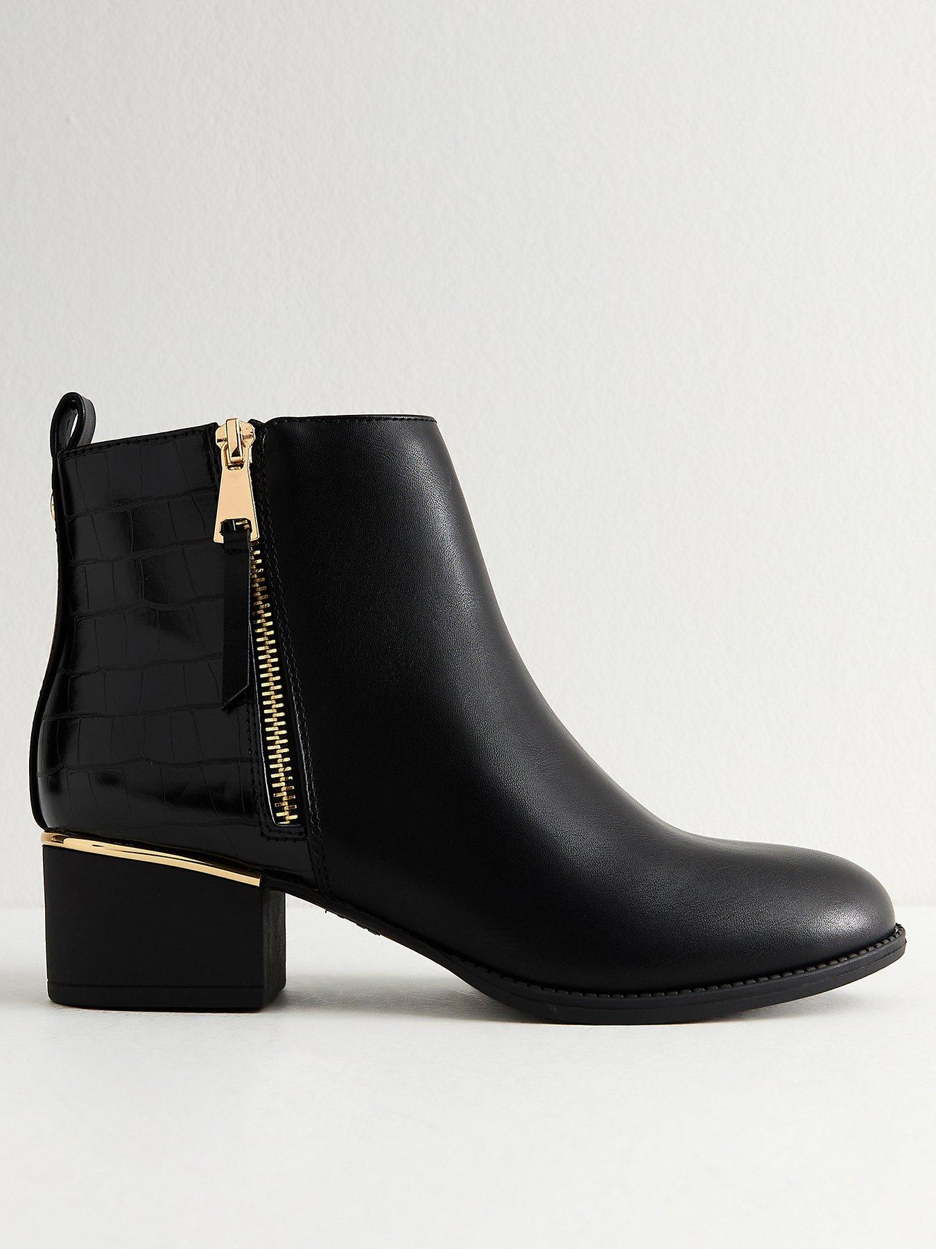 stillFront image of new-look-faux-leather-block-heel-ankle-boots--black