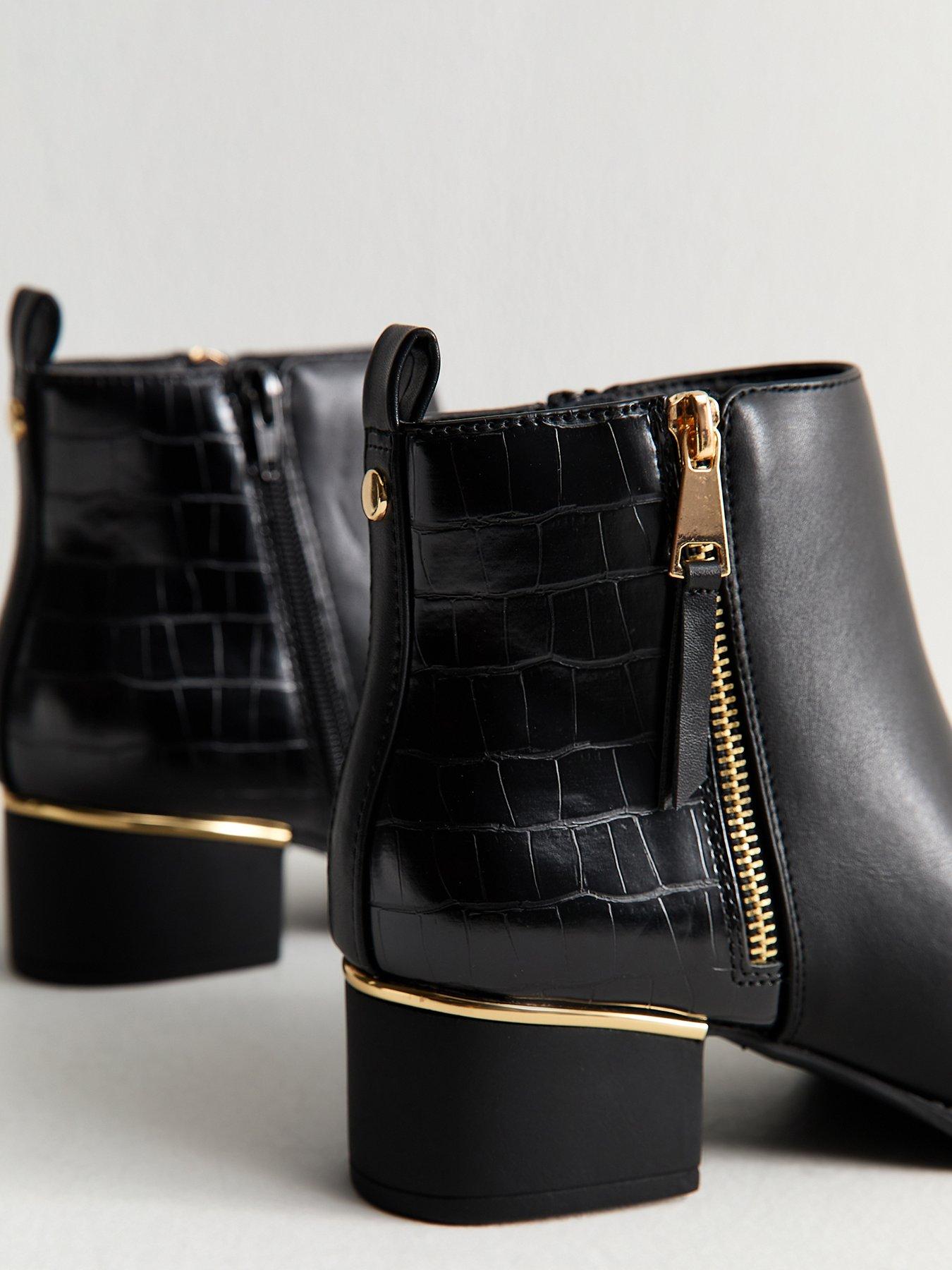  image of new-look-faux-leather-block-heel-ankle-boots--black