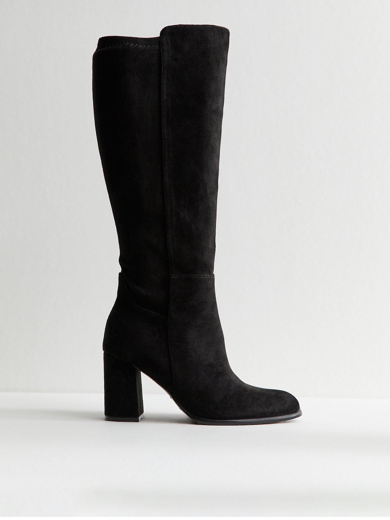  image of new-look-wide-fitnbspfaux-suede-knee-high-boots-black