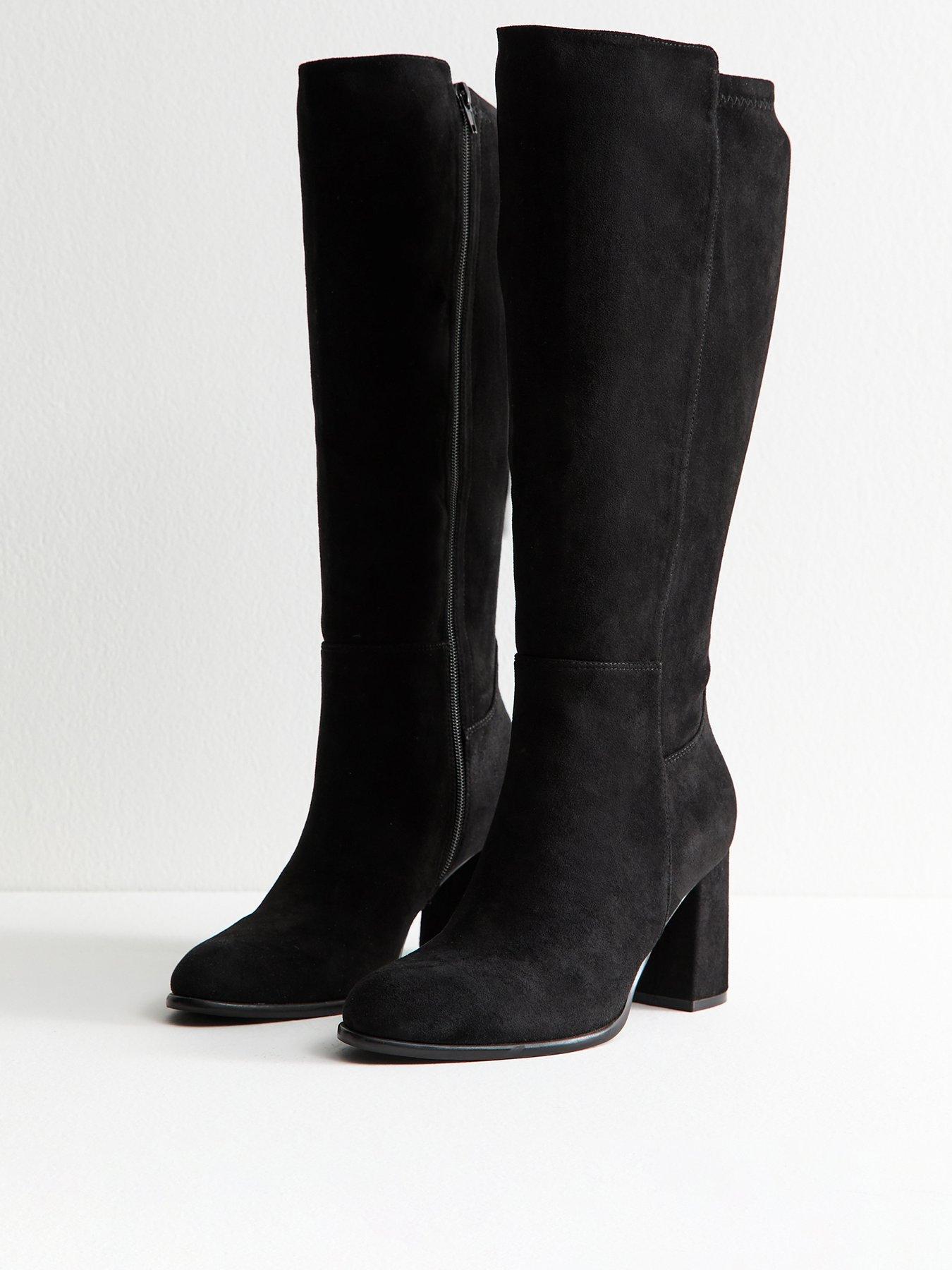  image of new-look-wide-fitnbspfaux-suede-knee-high-boots-black