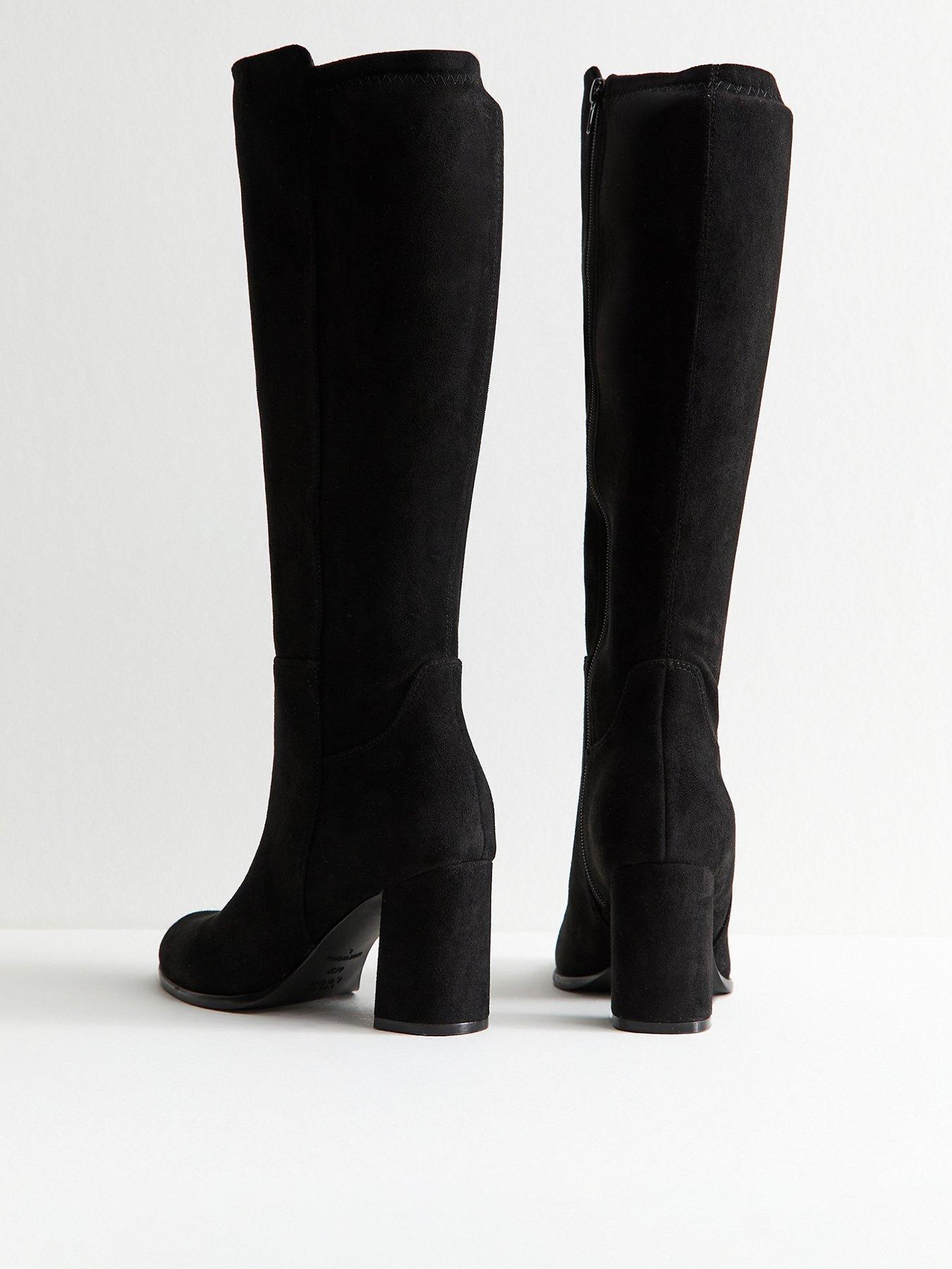  image of new-look-wide-fitnbspfaux-suede-knee-high-boots-black
