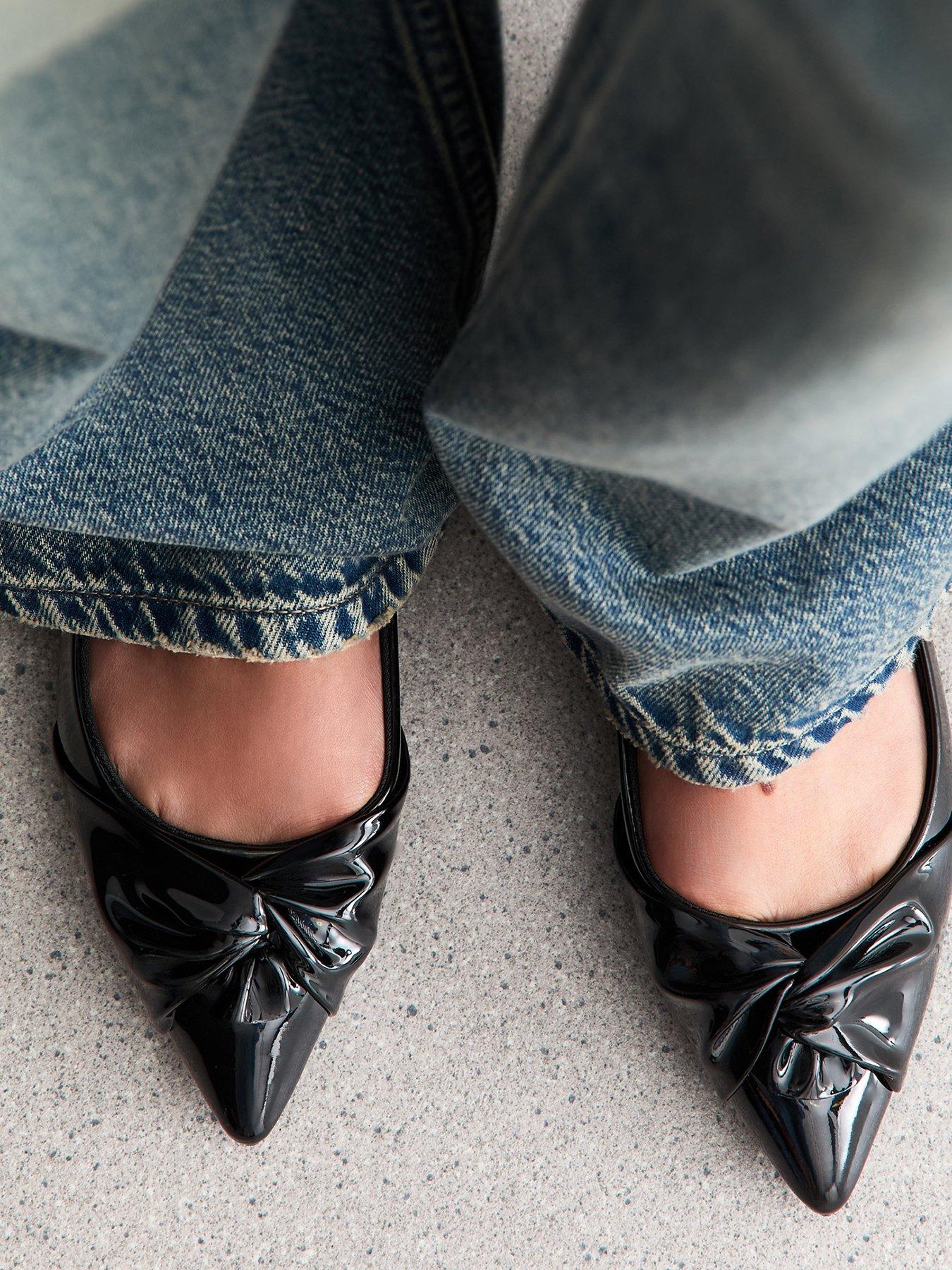 Image 4 of 6 of New Look Black Twist Faux Leather Pointed Toe Pumps