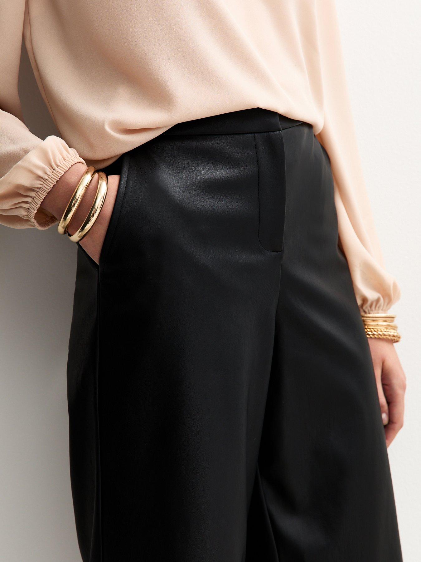 Image 5 of 6 of New Look Carter PU Culotte Trousers - Black