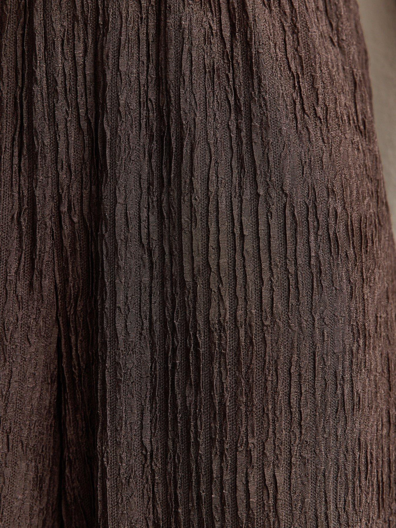 image of new-look-brown-textured-jersey-wide-leg-trousers