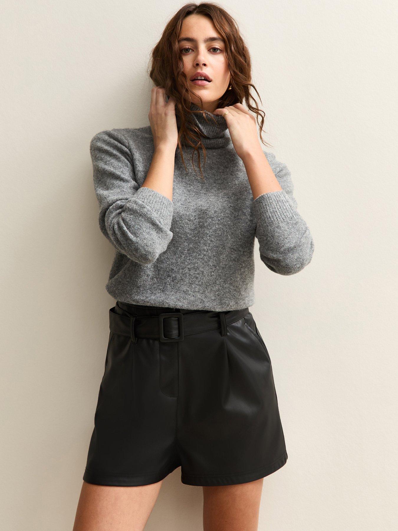  image of new-look-becky-belt-pu-shorts-black