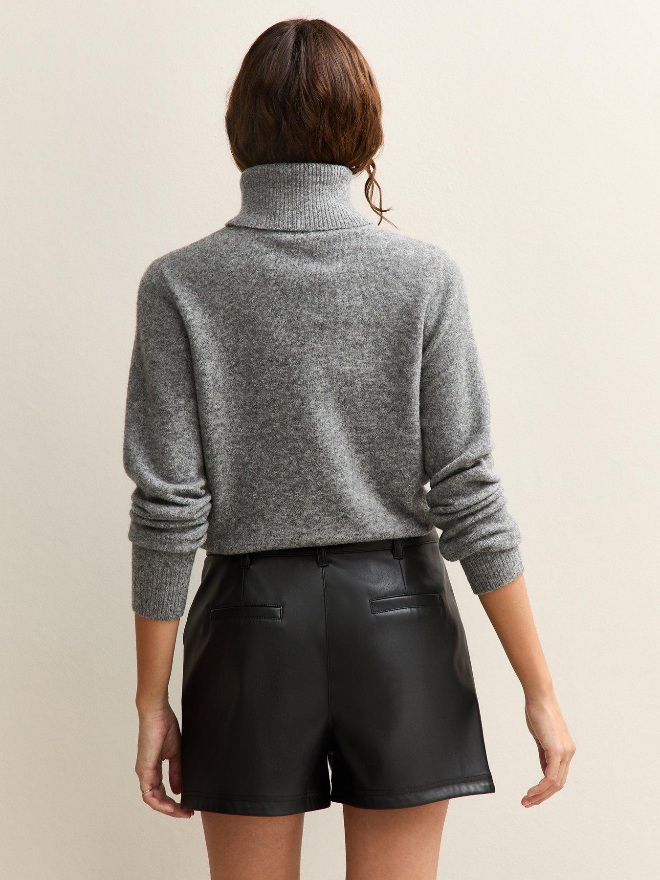 stillFront image of new-look-becky-belt-pu-shorts-black