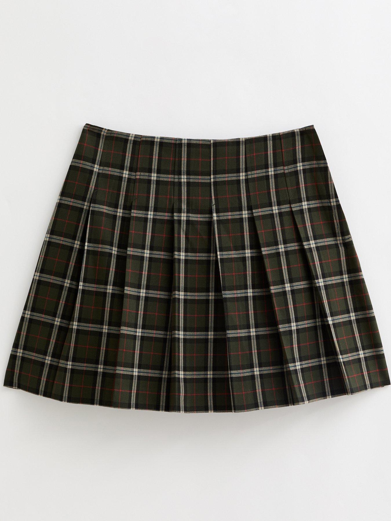 Image 6 of 6 of New Look Check Pattern Knife Pleat Mini Skirt - Green