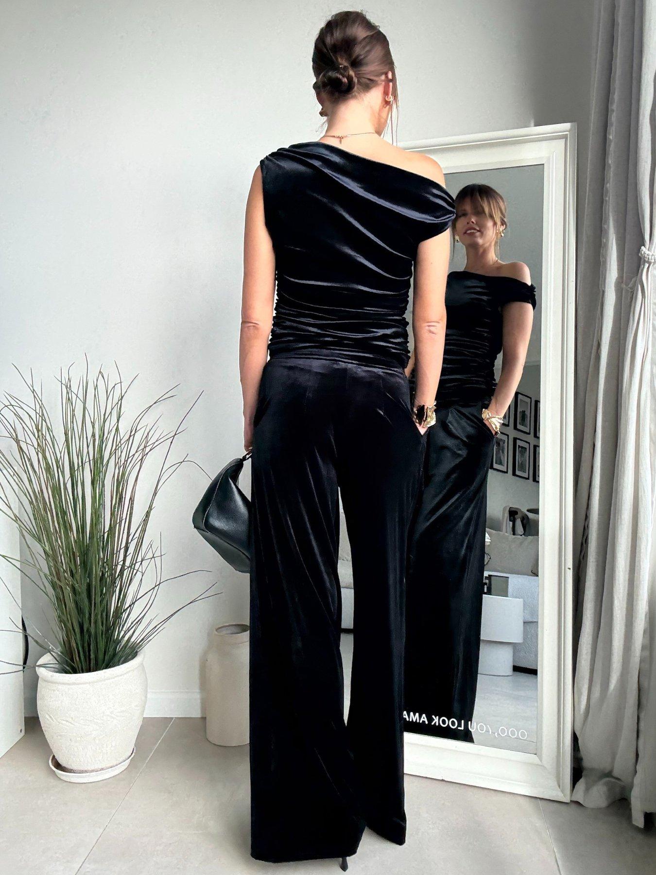  image of style-cheat-velvet-wide-leg-trouser-black