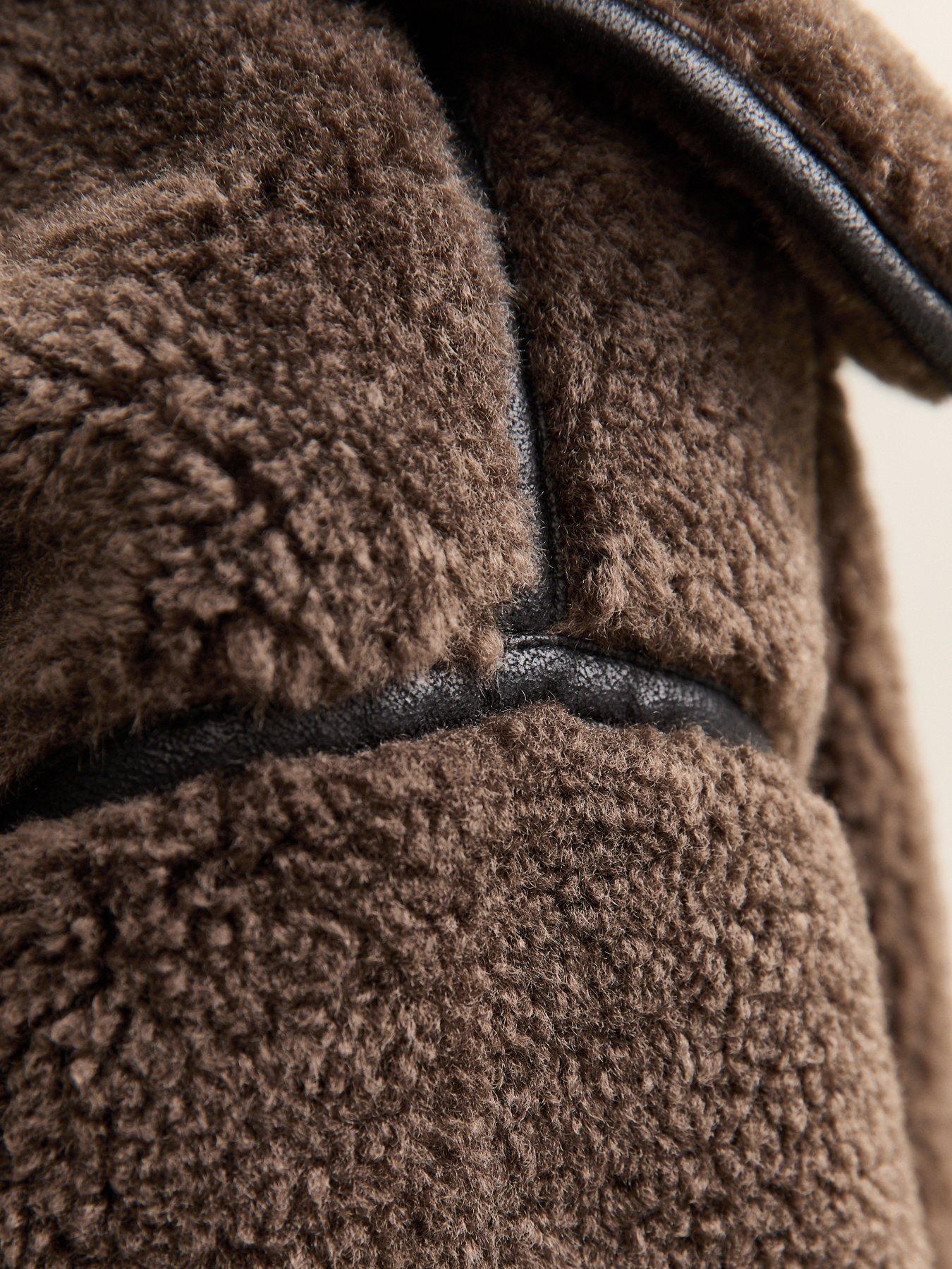  image of new-look-faux-fur-borg-bonded-jacketnbsp--dark-brown