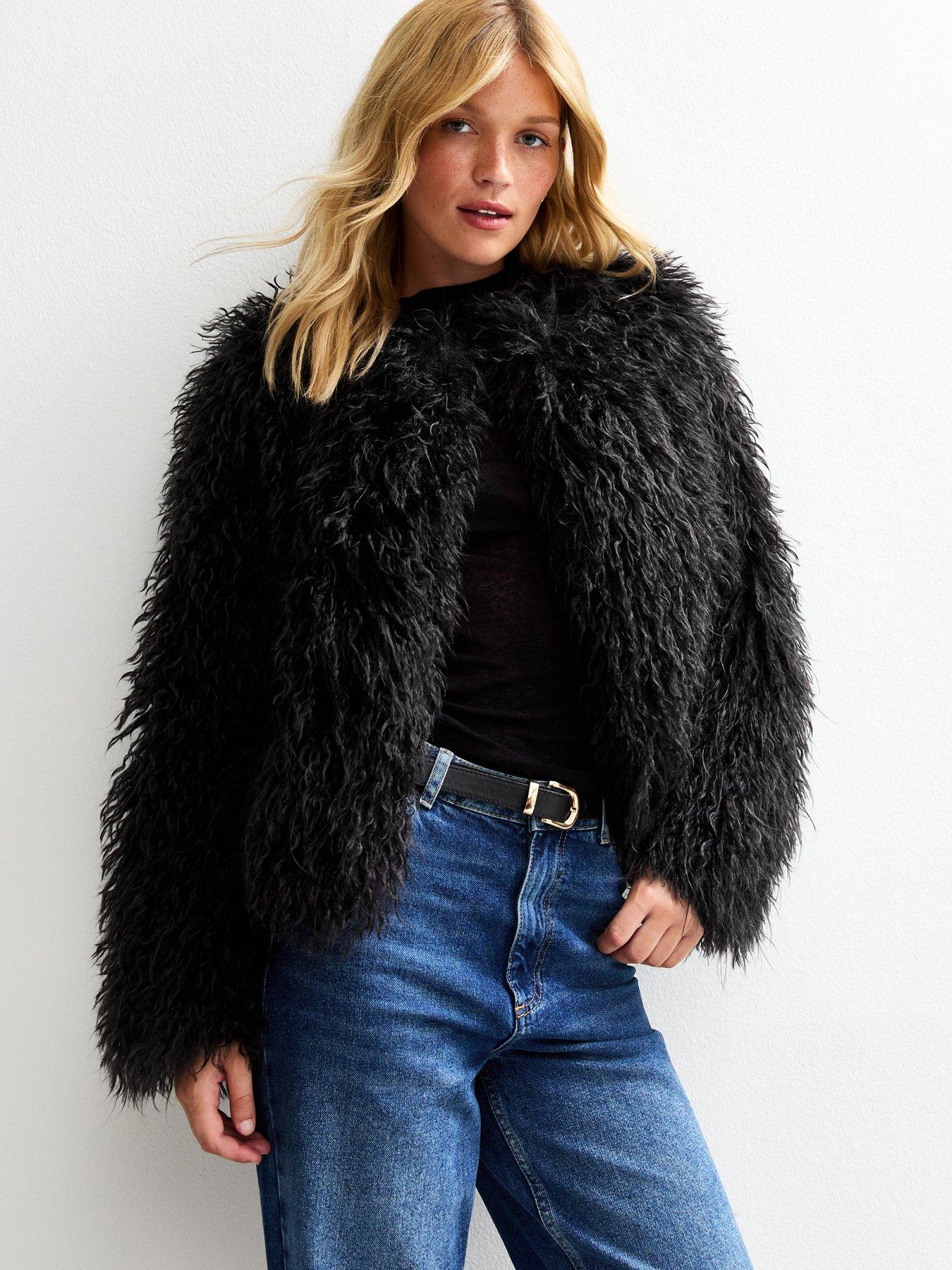  image of new-look-black-faux-fur-coat