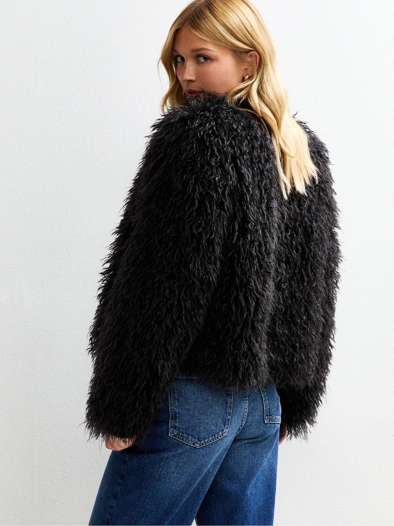  image of new-look-black-faux-fur-coat