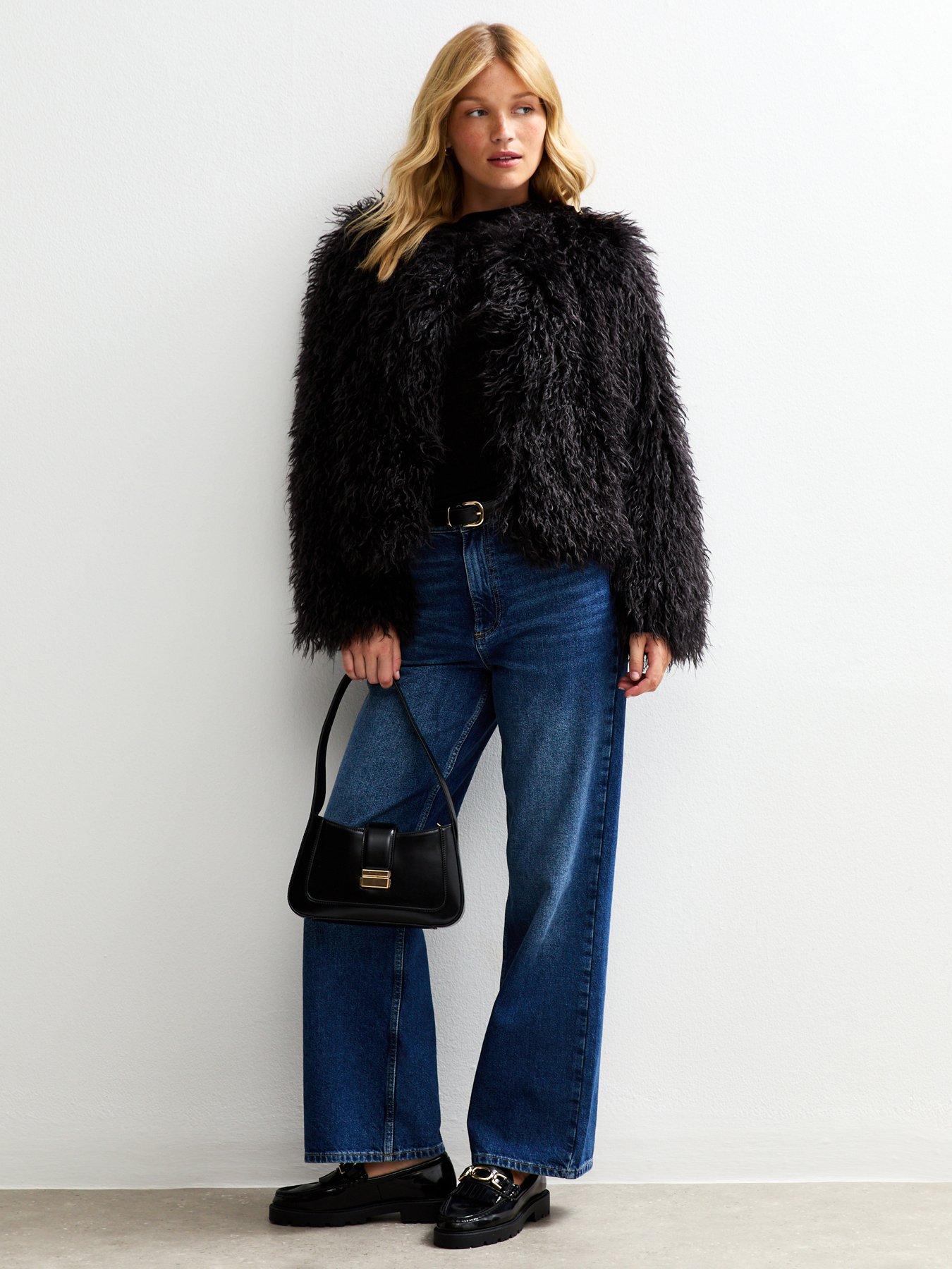  image of new-look-black-faux-fur-coat