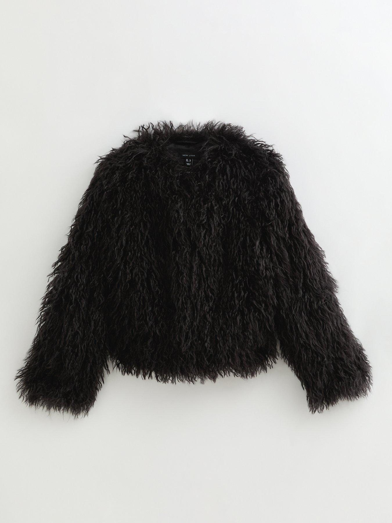  image of new-look-black-faux-fur-coat
