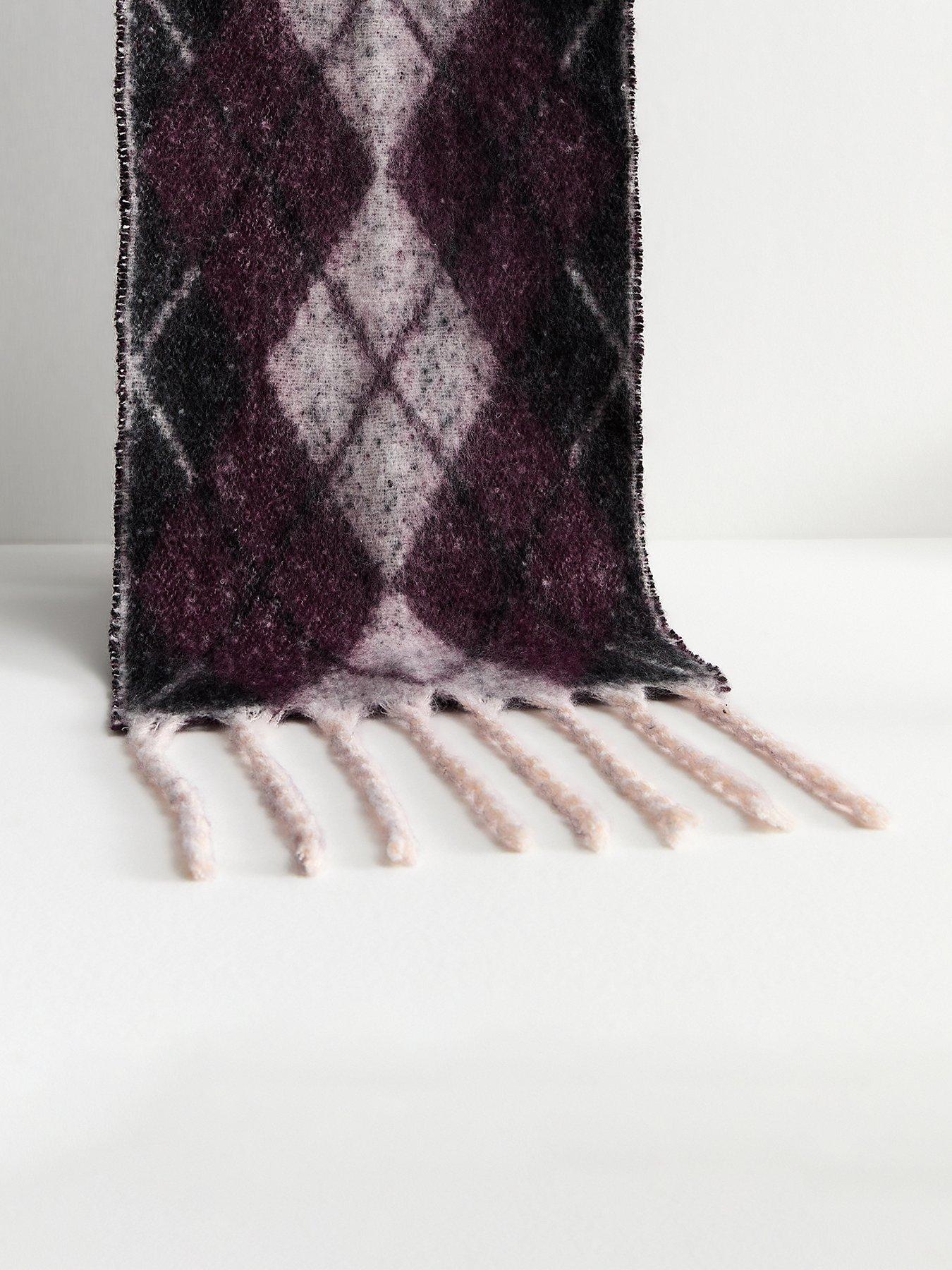 Image 2 of 3 of New Look Argyle Check Scarf - Burgundy