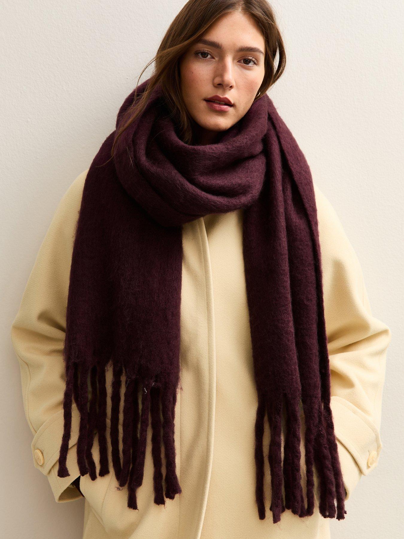  image of new-look-heavyweight-plain-scarf-dark-red