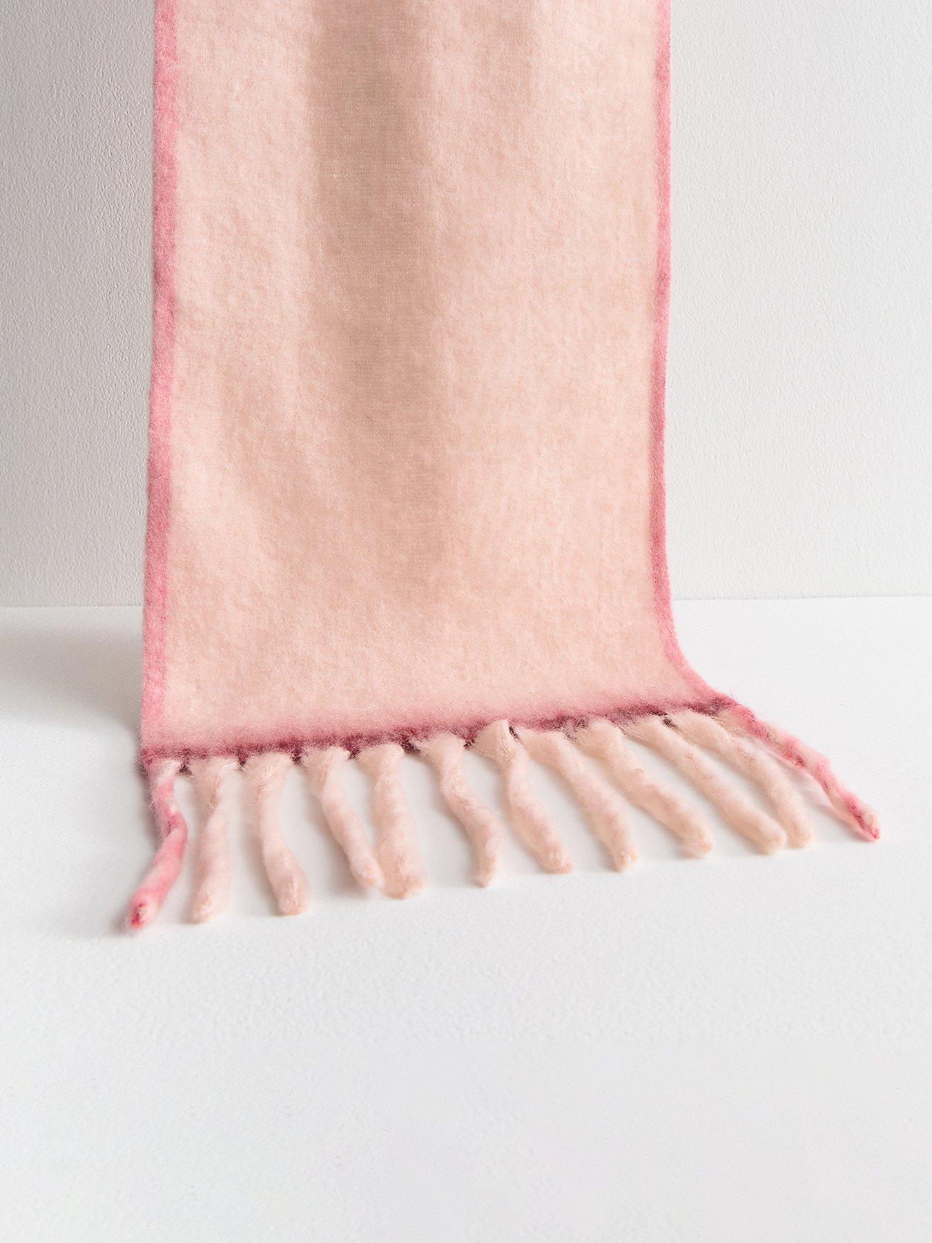  image of new-look-heavyweight-contrast-border-brushed-scarf-pink