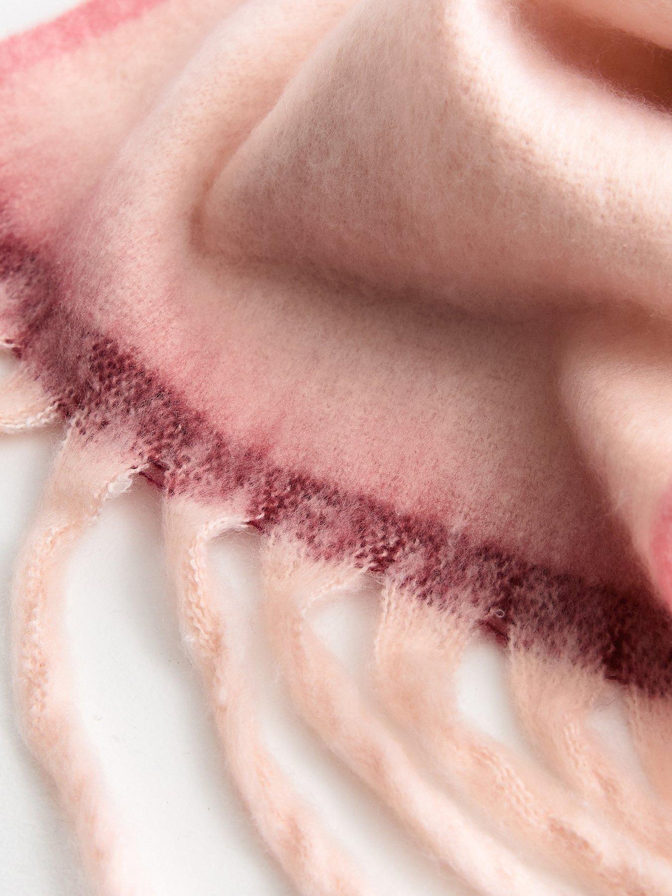  image of new-look-heavyweight-contrast-border-brushed-scarf-pink