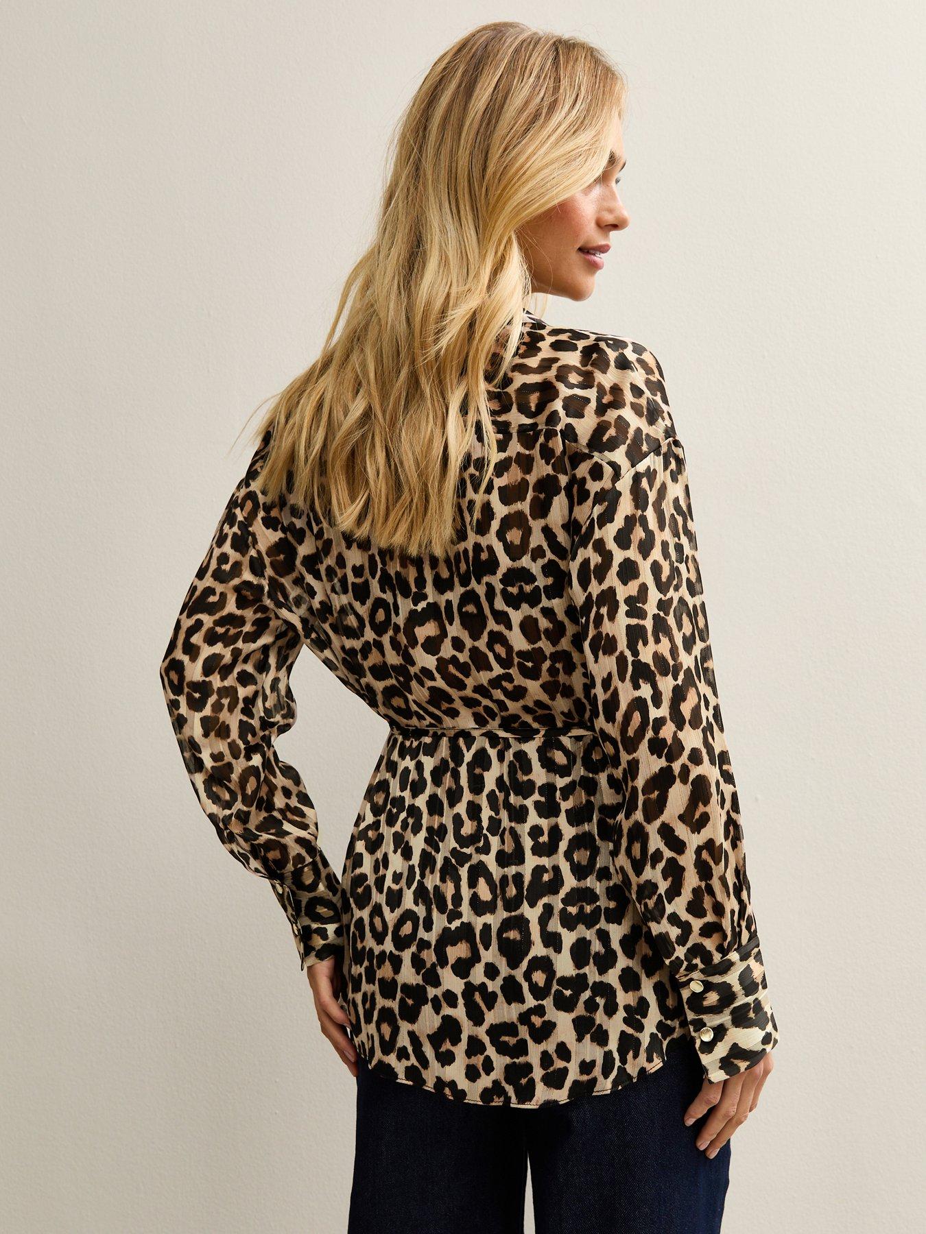  image of new-look-billy-animal-belted-shirt-brown