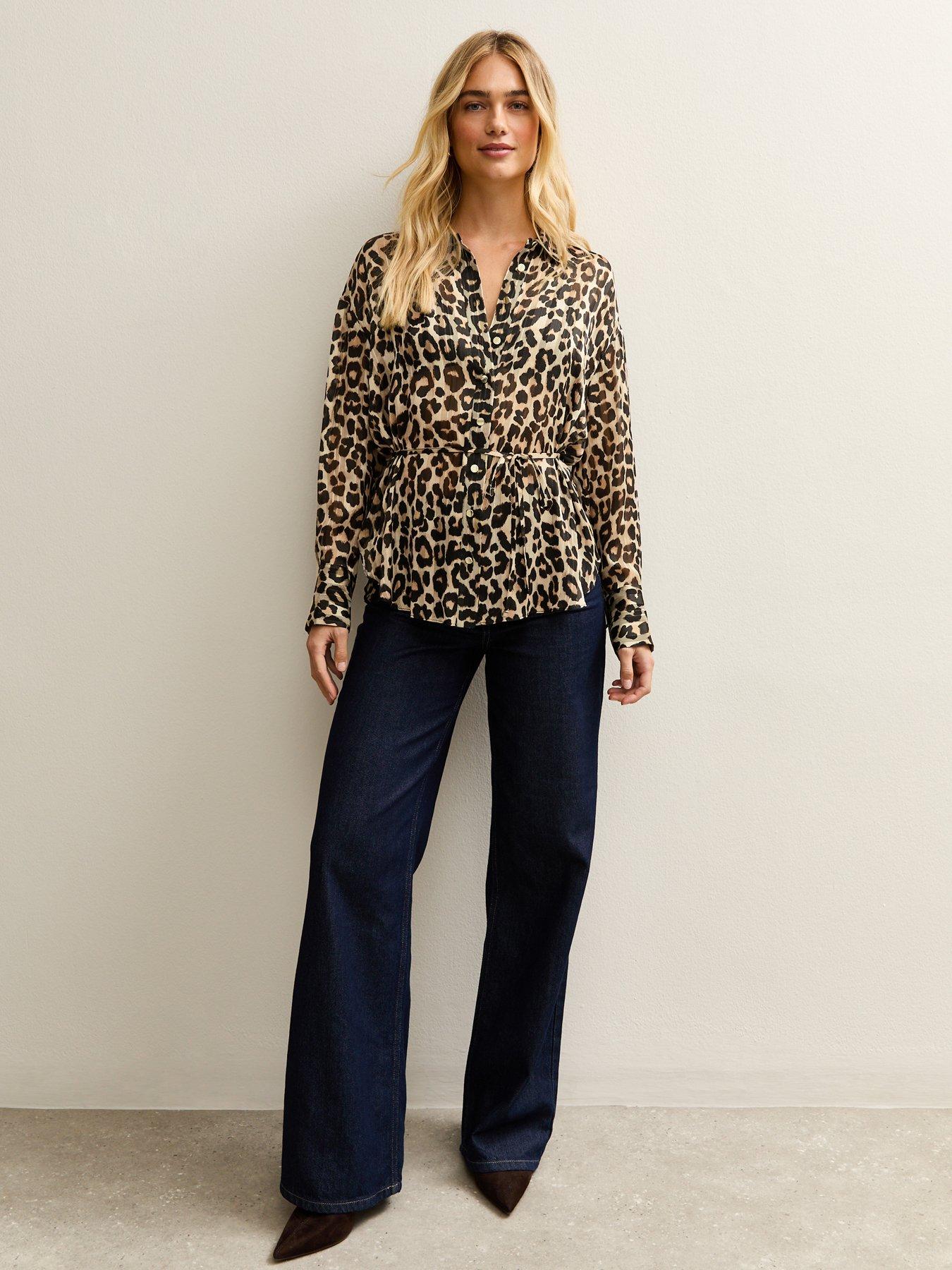  image of new-look-billy-animal-belted-shirt-brown