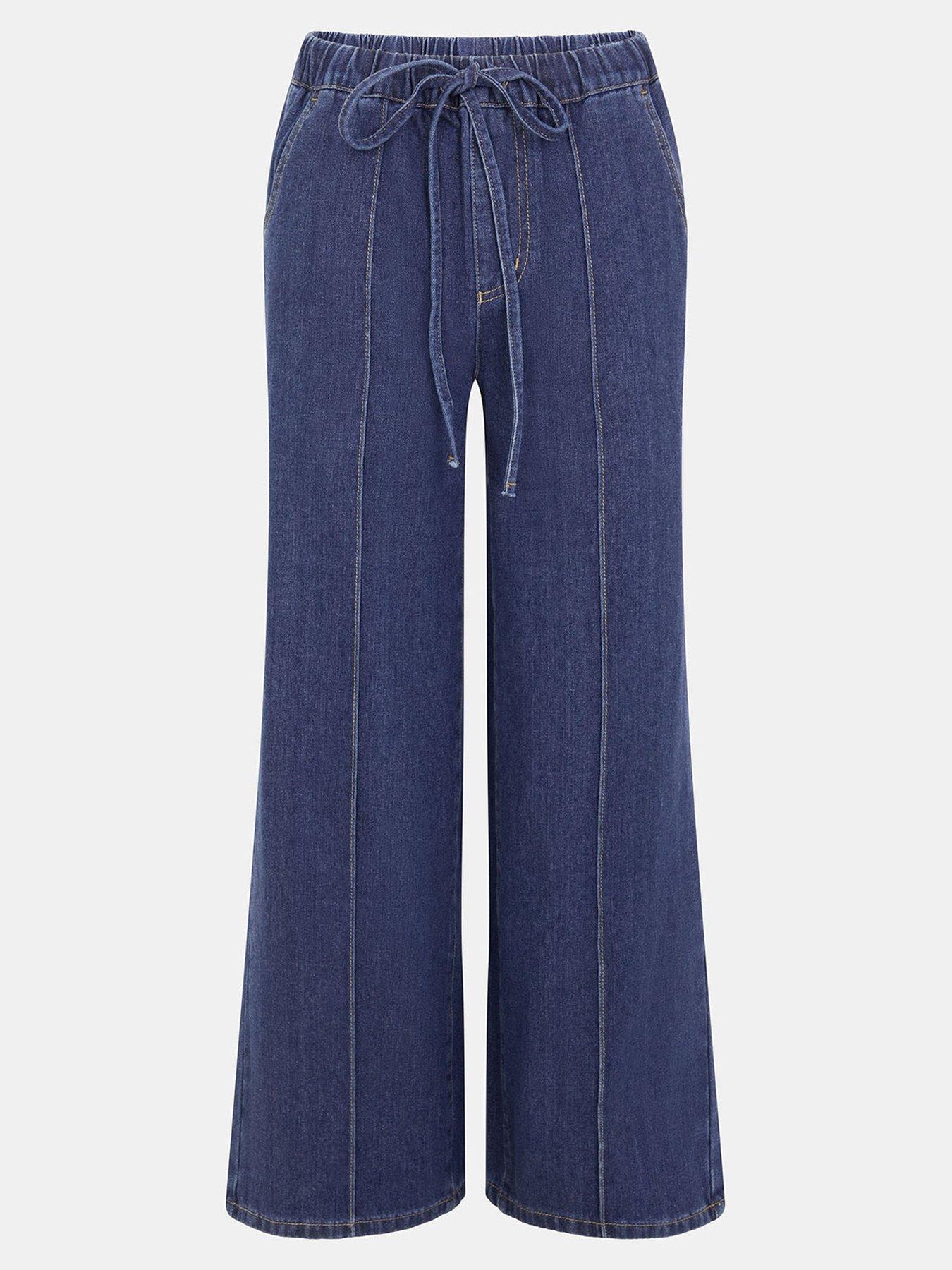  image of accessorize-denim-pintuck-trouser-blue