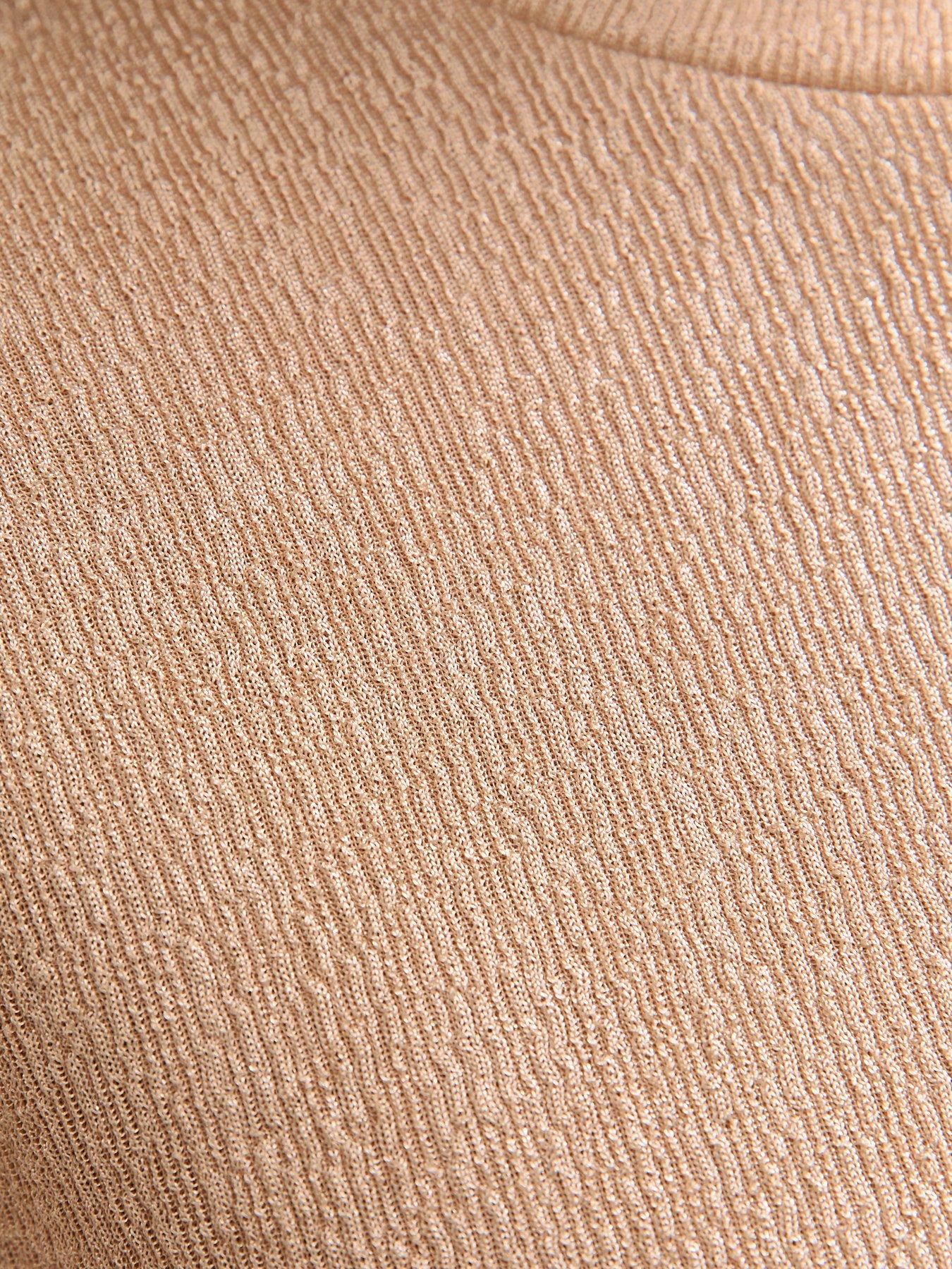  image of new-look-rose-gold-metallic-jersey-flutter-sleeve-top