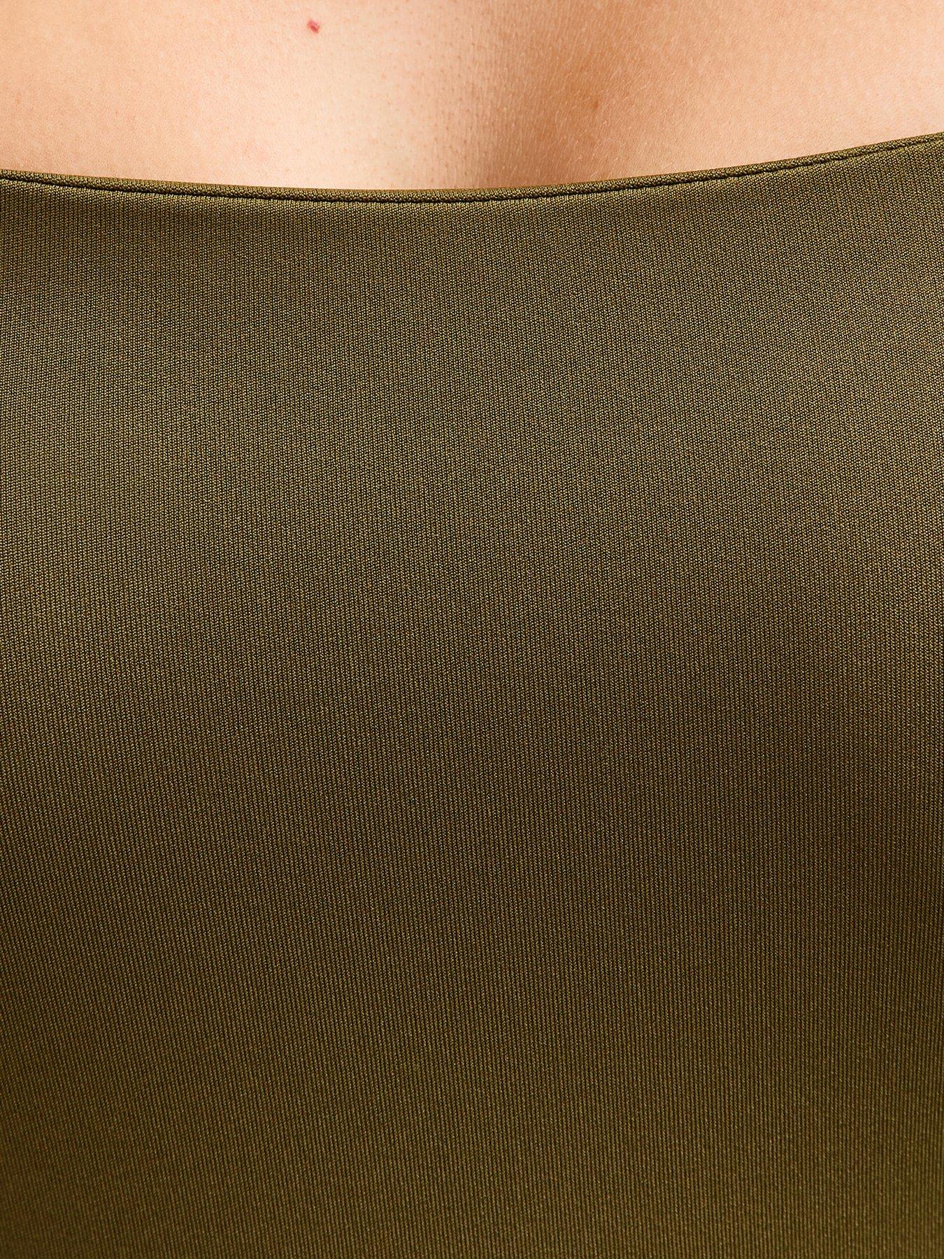  image of new-look-slinky-jersey-square-neck-long-sleeve-bodysuit-green