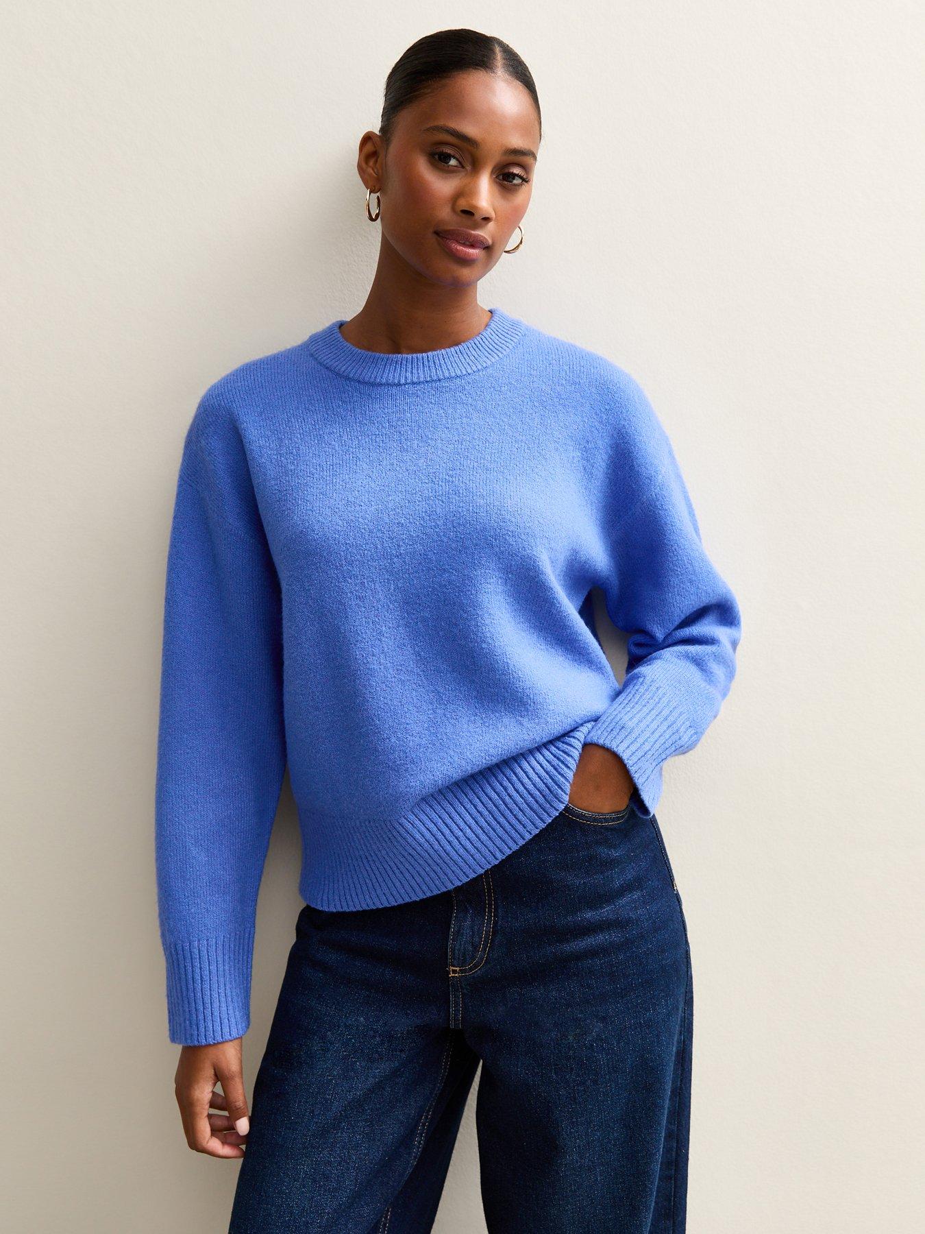  image of new-look-bright-blue-crew-neck-jumper
