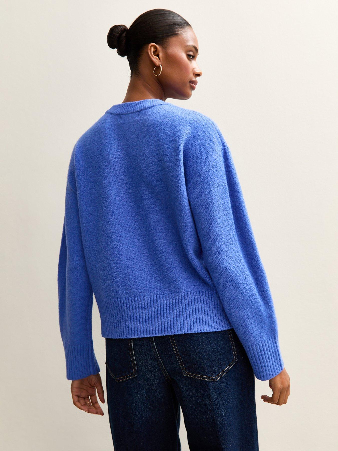 image of new-look-bright-blue-crew-neck-jumper
