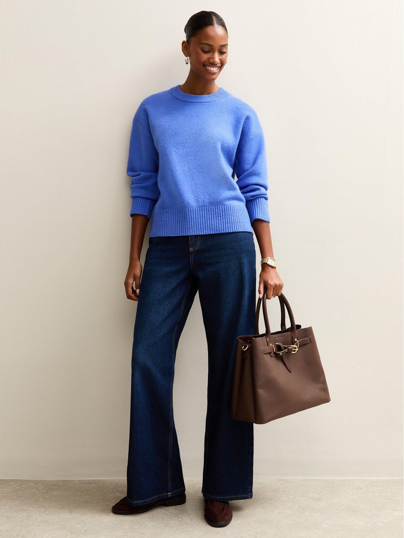  image of new-look-bright-blue-crew-neck-jumper