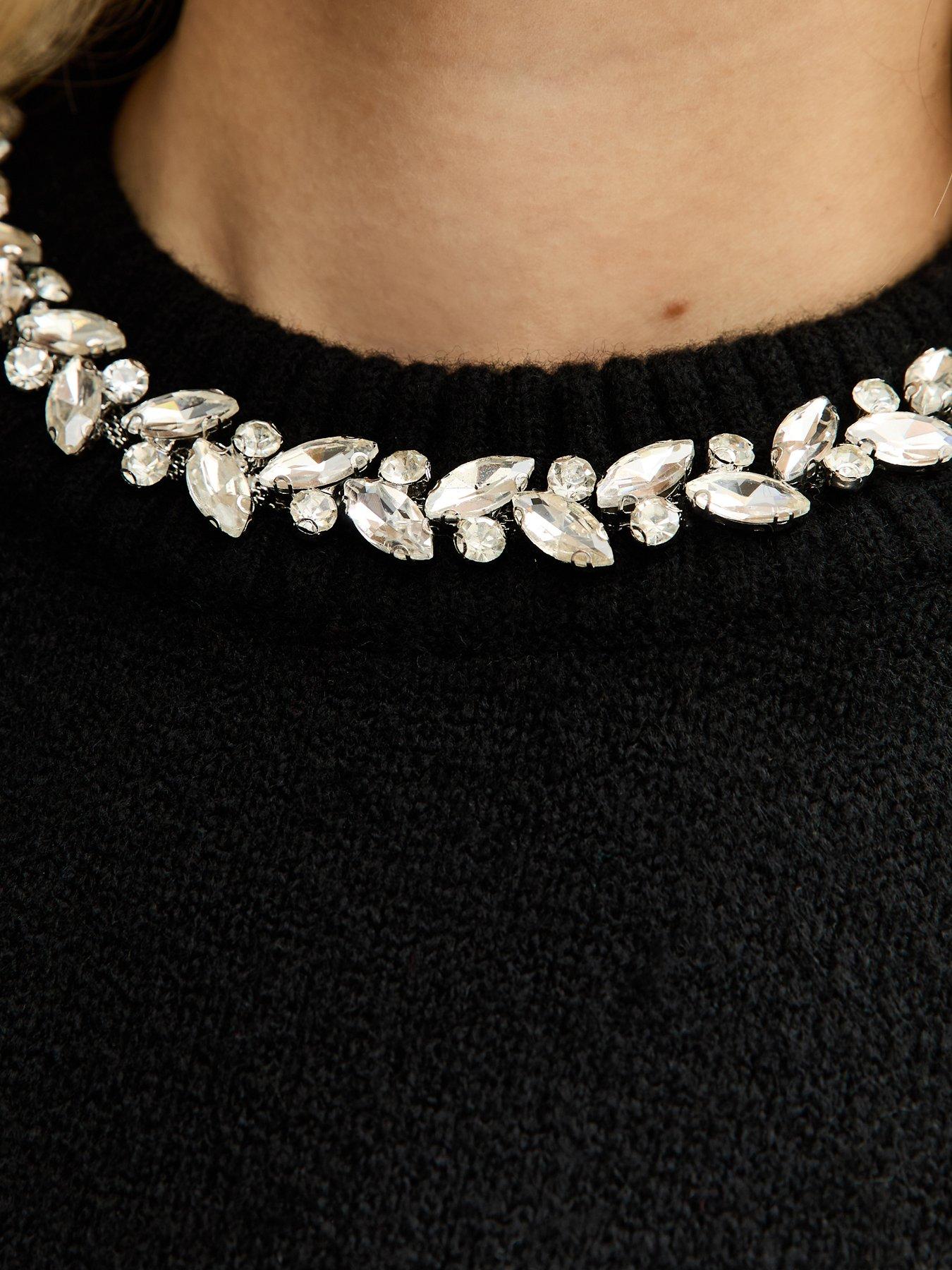  image of new-look-black-embellished-necklace-jumper