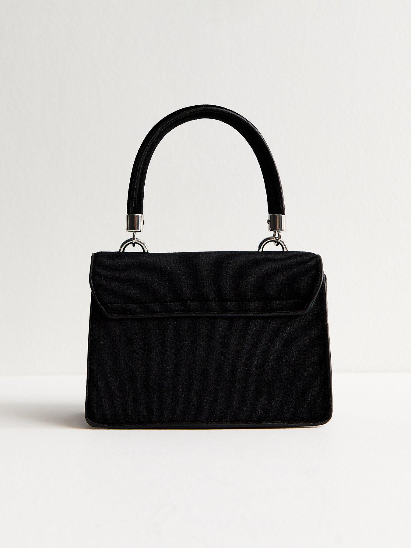  image of new-look-black-diamante-bow-top-handle-bag