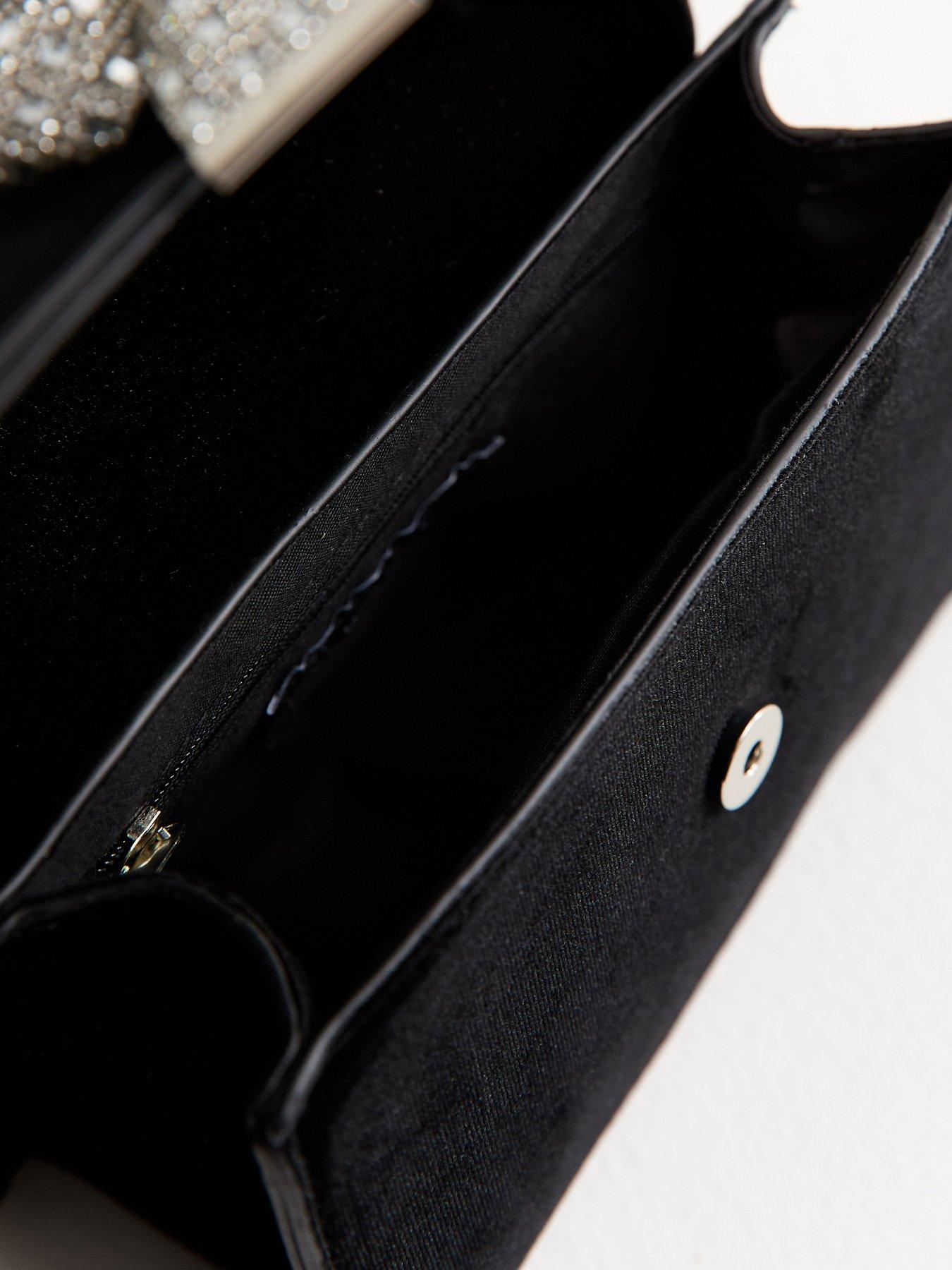  image of new-look-black-diamante-bow-top-handle-bag