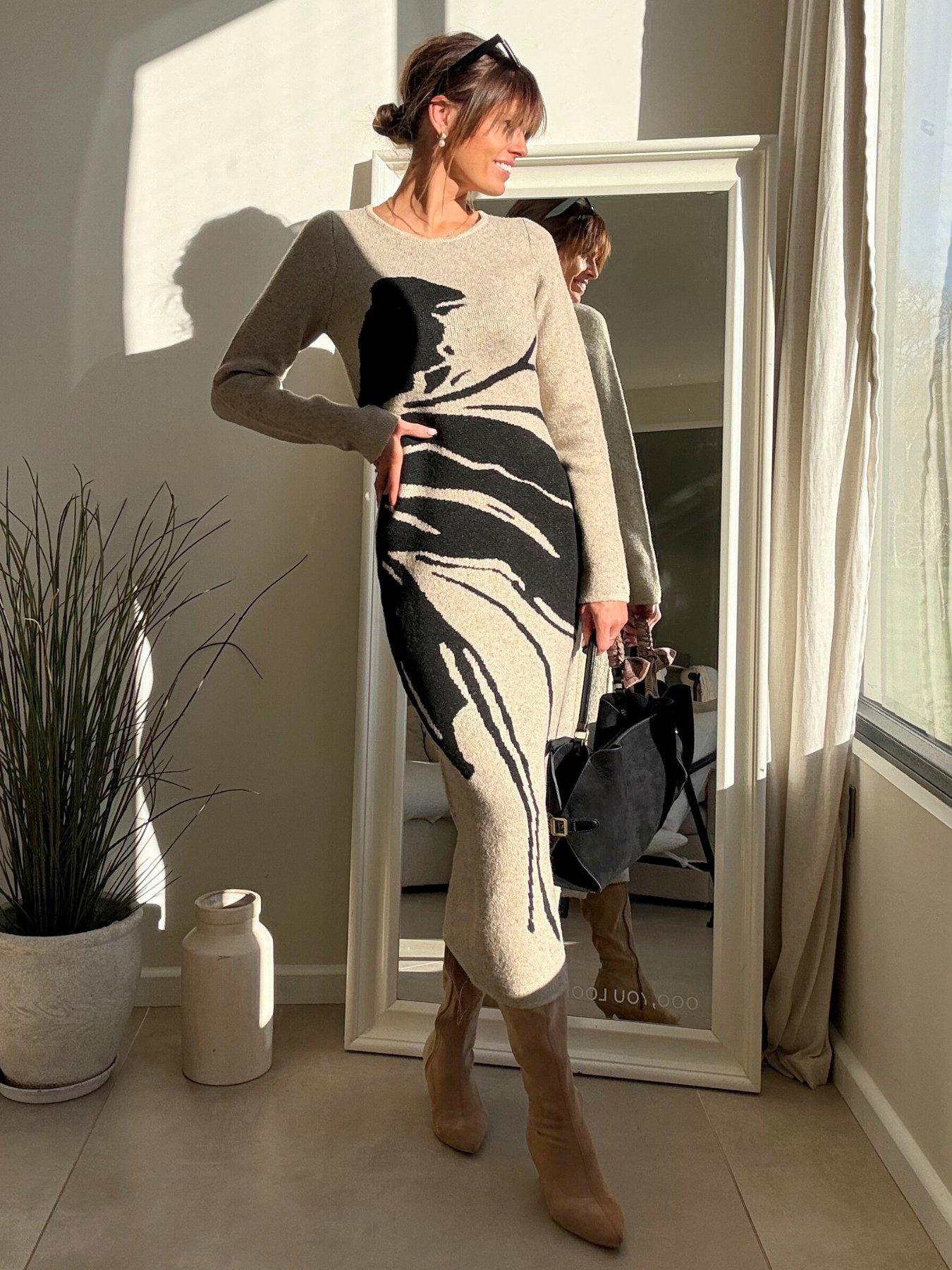 style-cheat-floral-jacquard-knitted-dress-beige