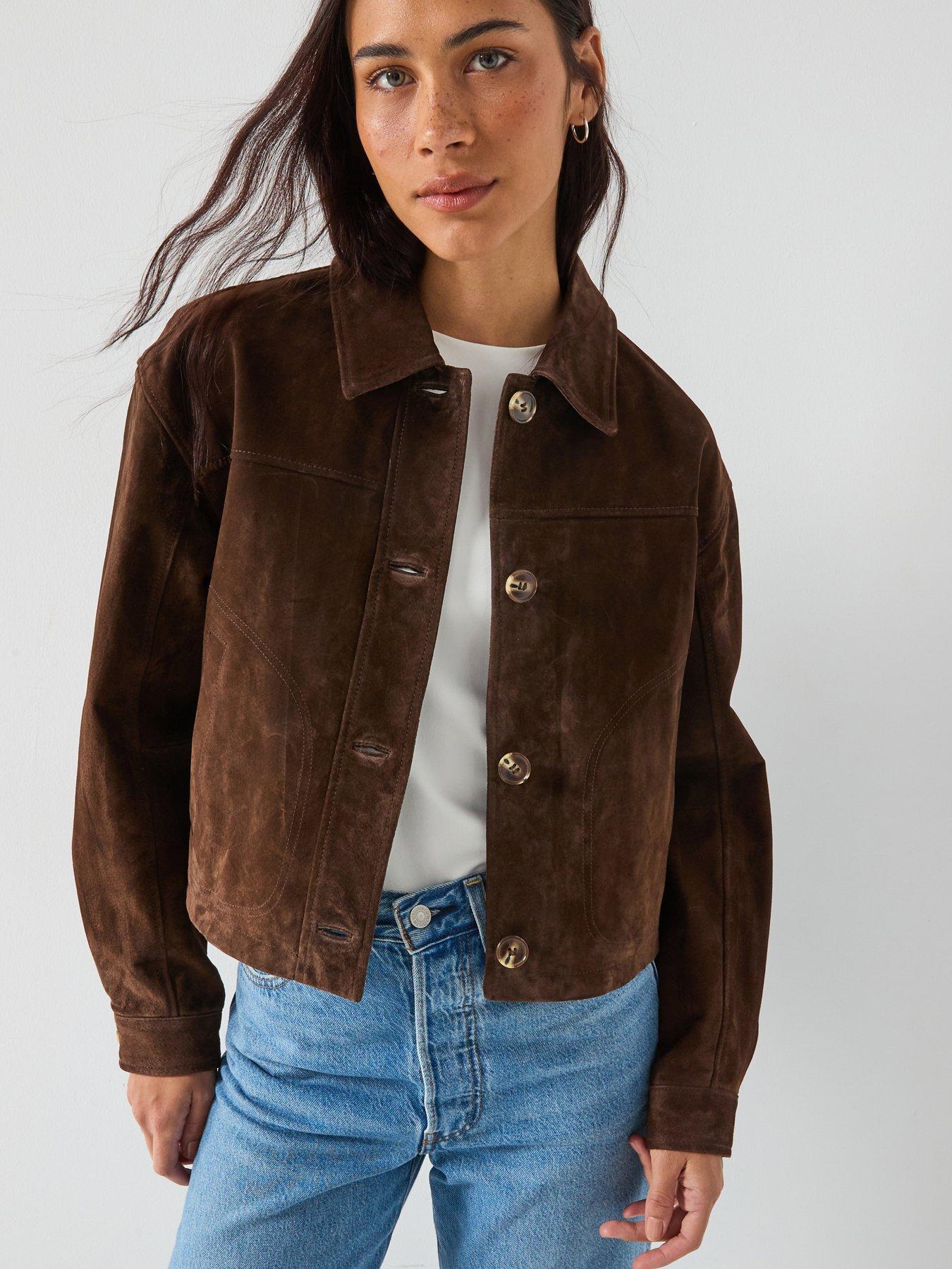 Vero Moda Short Suede Jacket - Brown