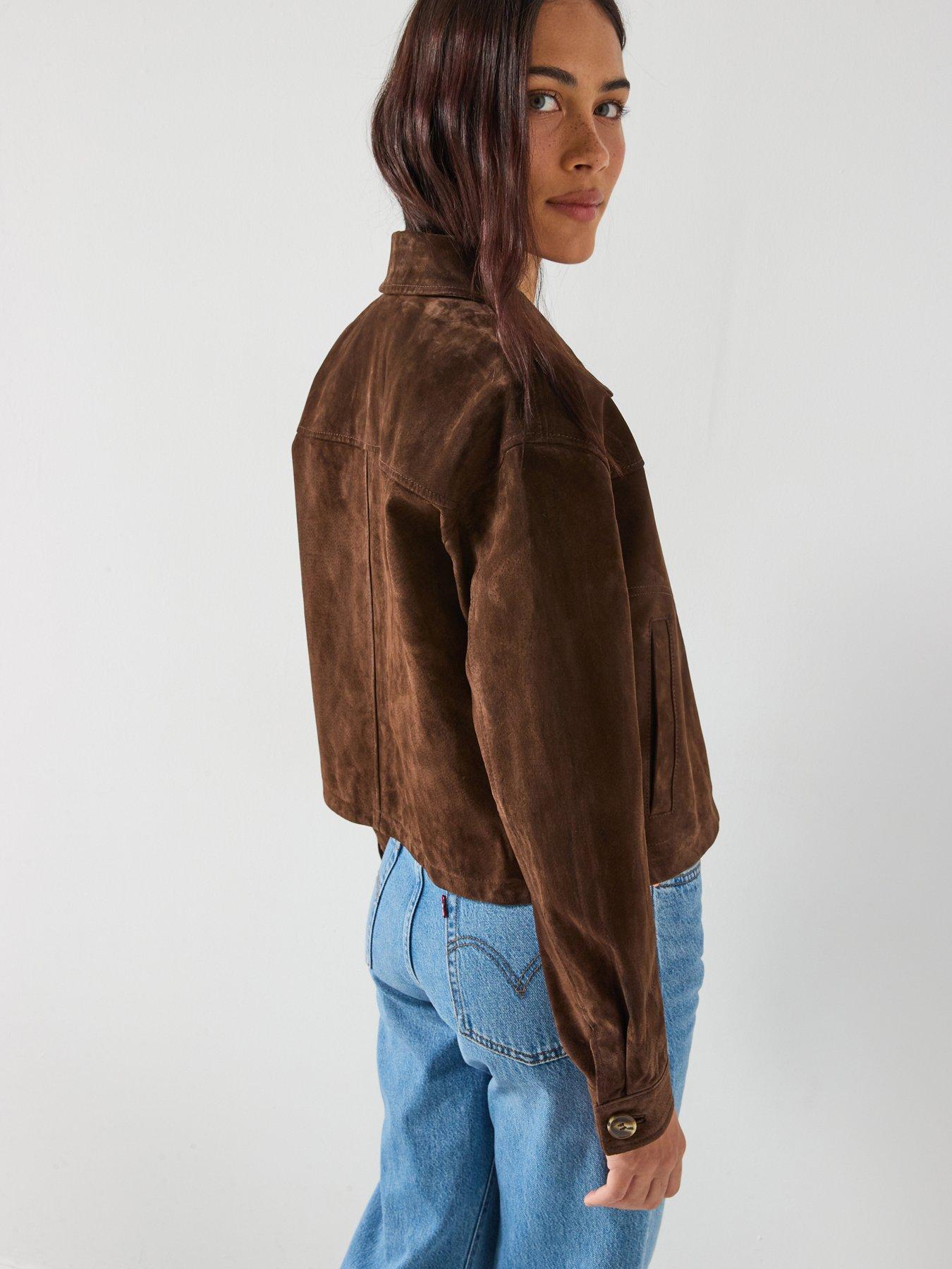  image of vero-moda-short-suede-jacket-brown