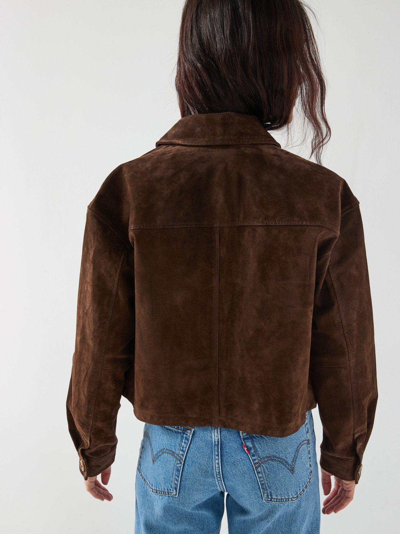  image of vero-moda-short-suede-jacket-brown