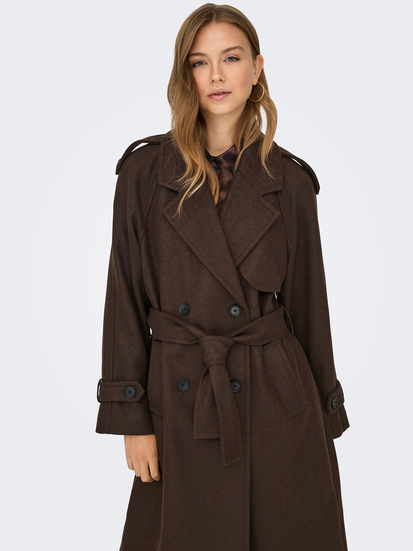 Image 5 of 5 of Only Long Belt Coat - Brown