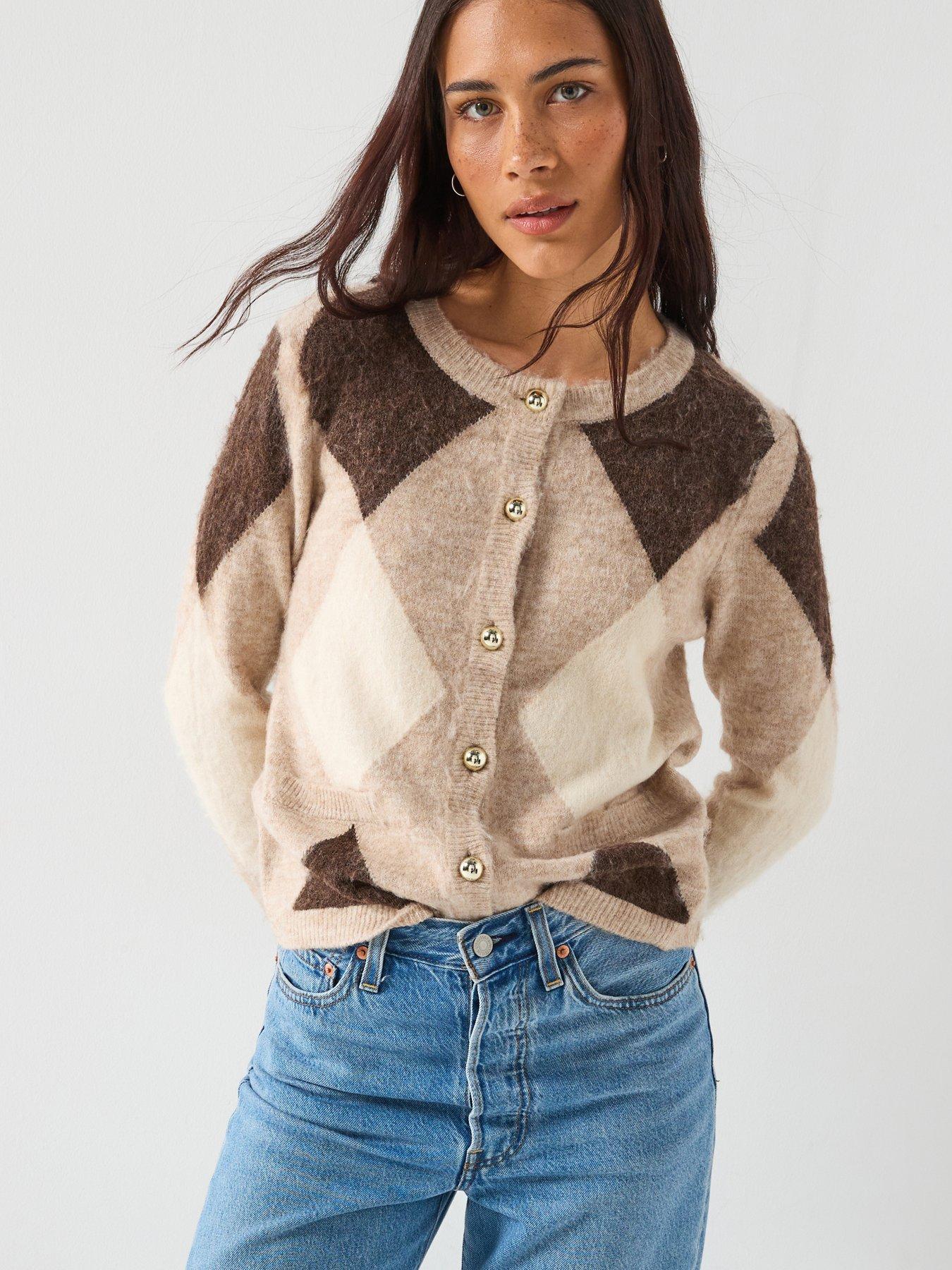 front image of only-long-sleeve-gold-button-cardigan-beige